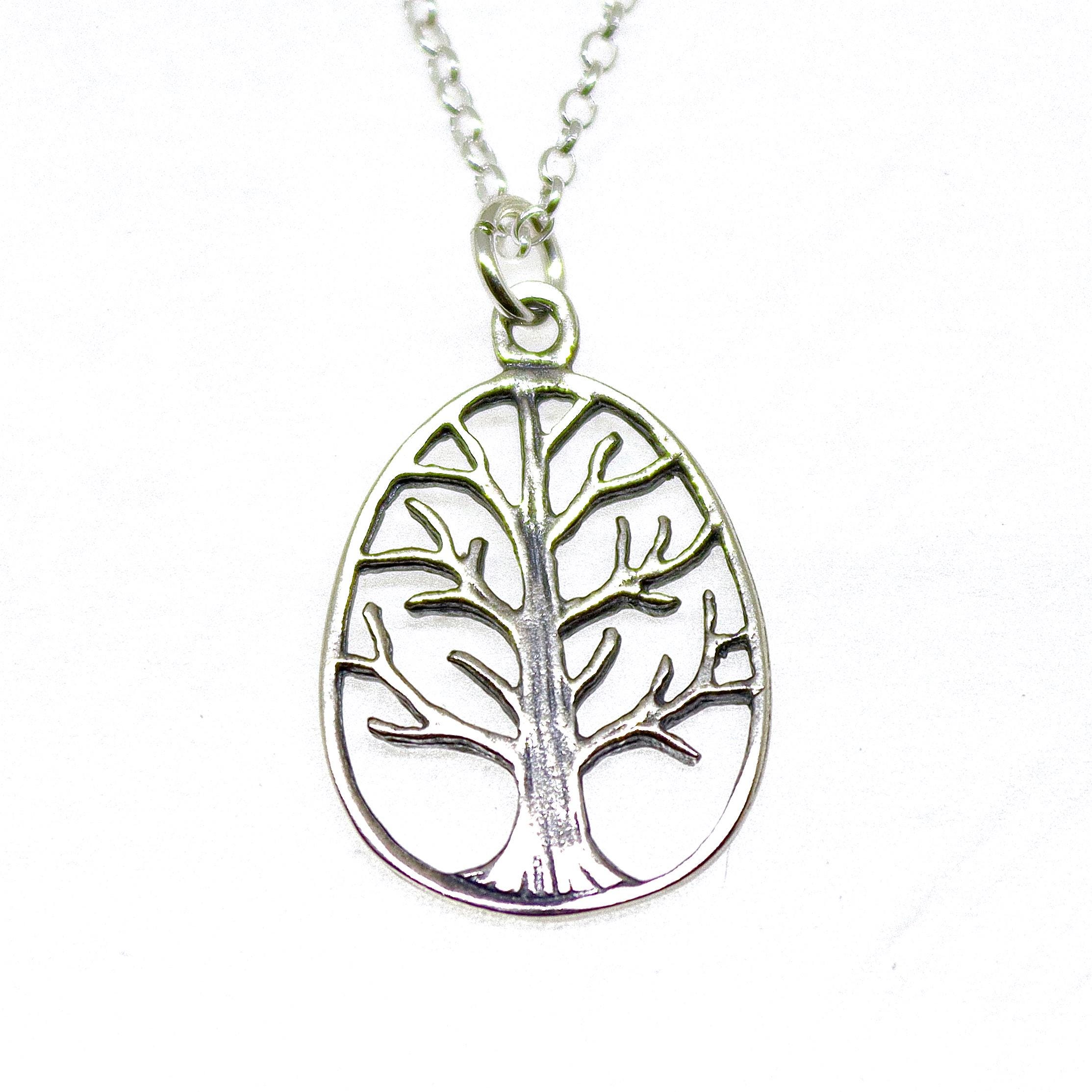 תליון שרשרת עץ החיים מכסף סטרלינג לנשים, שרשרת כסף אליפטית לעץ משפחה
