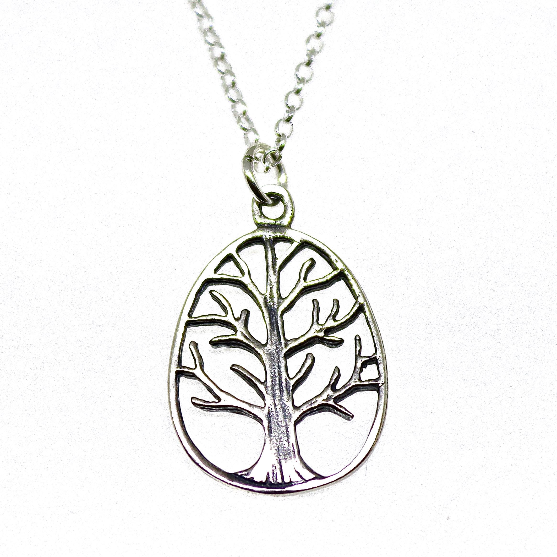 תליון שרשרת עץ החיים מכסף סטרלינג לנשים, שרשרת כסף אליפטית לעץ משפחה