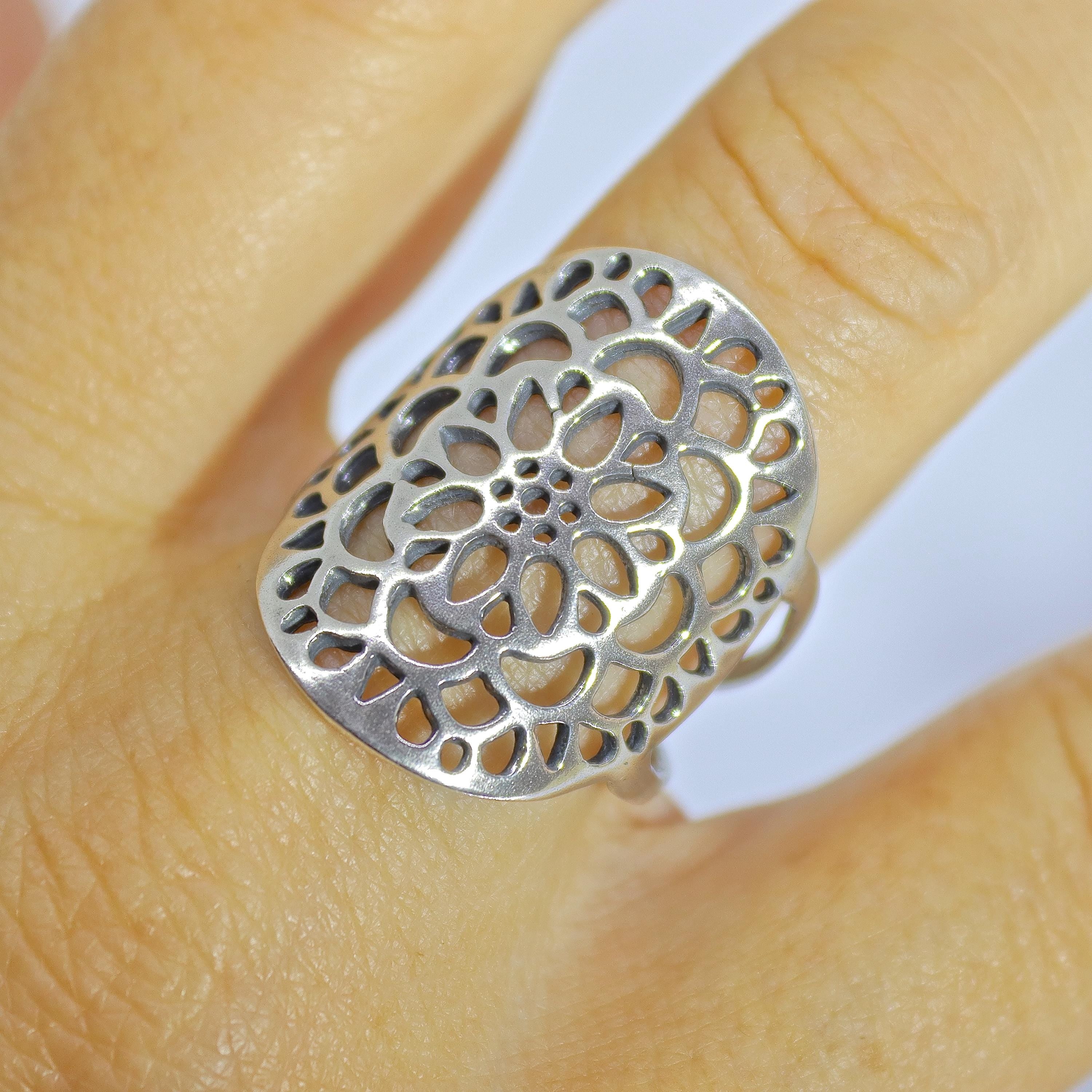 טבעת תחרה ארוכה 925 סטרלינג בולטת