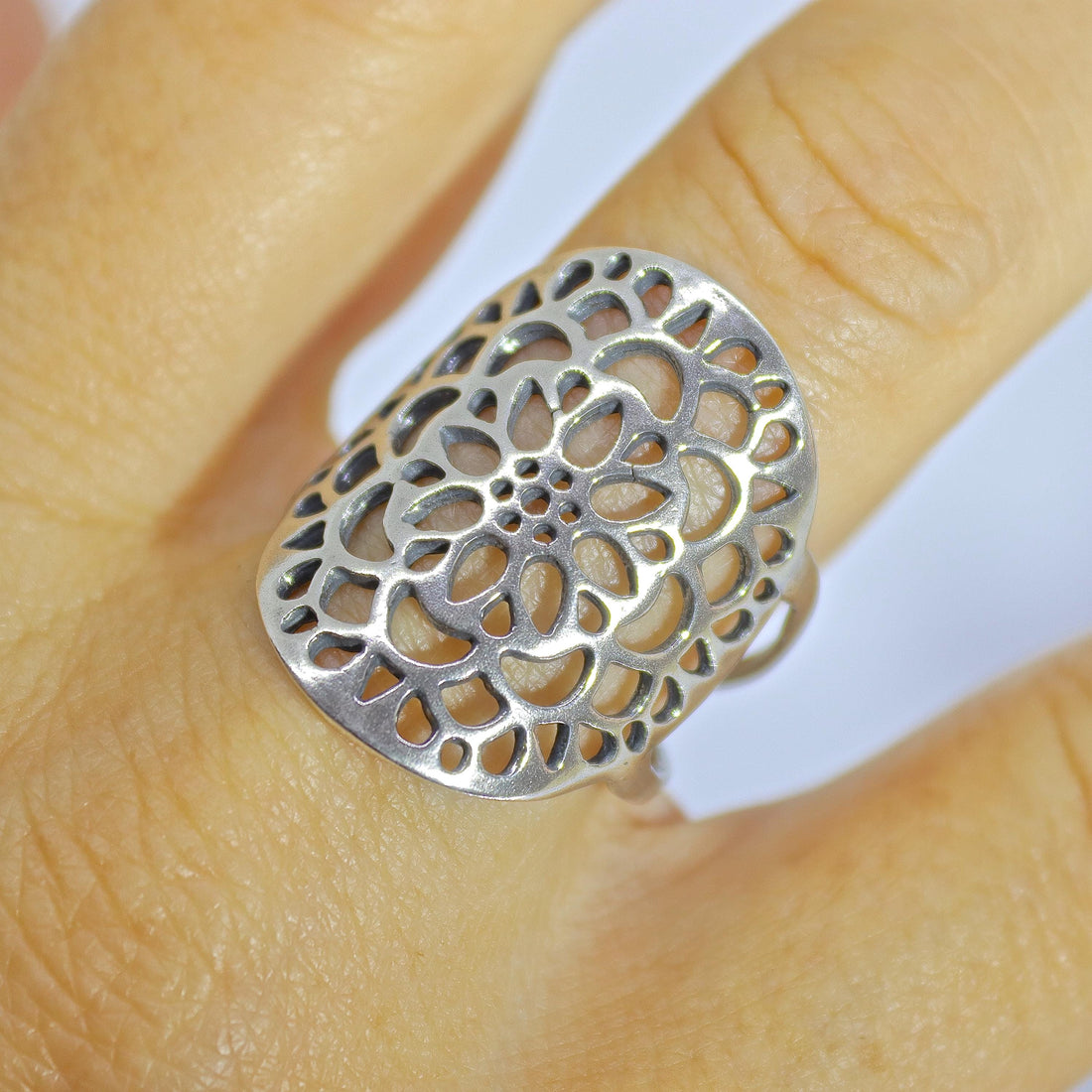 טבעת תחרה ארוכה 925 סטרלינג בולטת