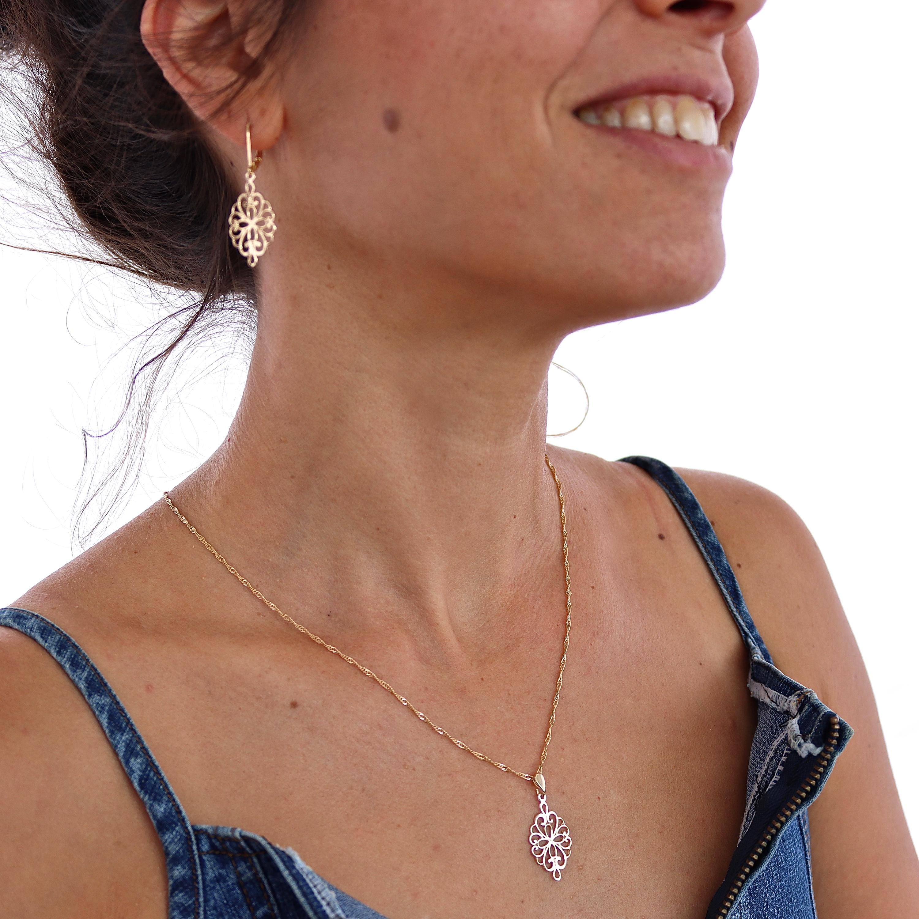 עגילי זהב מלאים בצורת פיליגרן, עגילי זהב 14 קראט, עגילים ויקטוריאניים