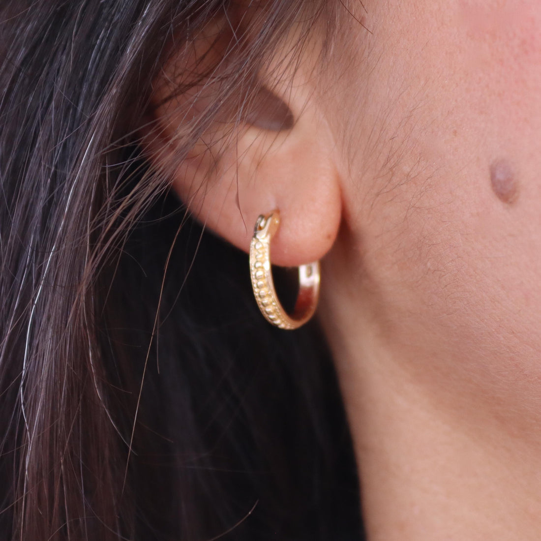 עגילי חישוק קטנים מזהב 14 קראט, עגילי חישוק בסגנון וינטג'