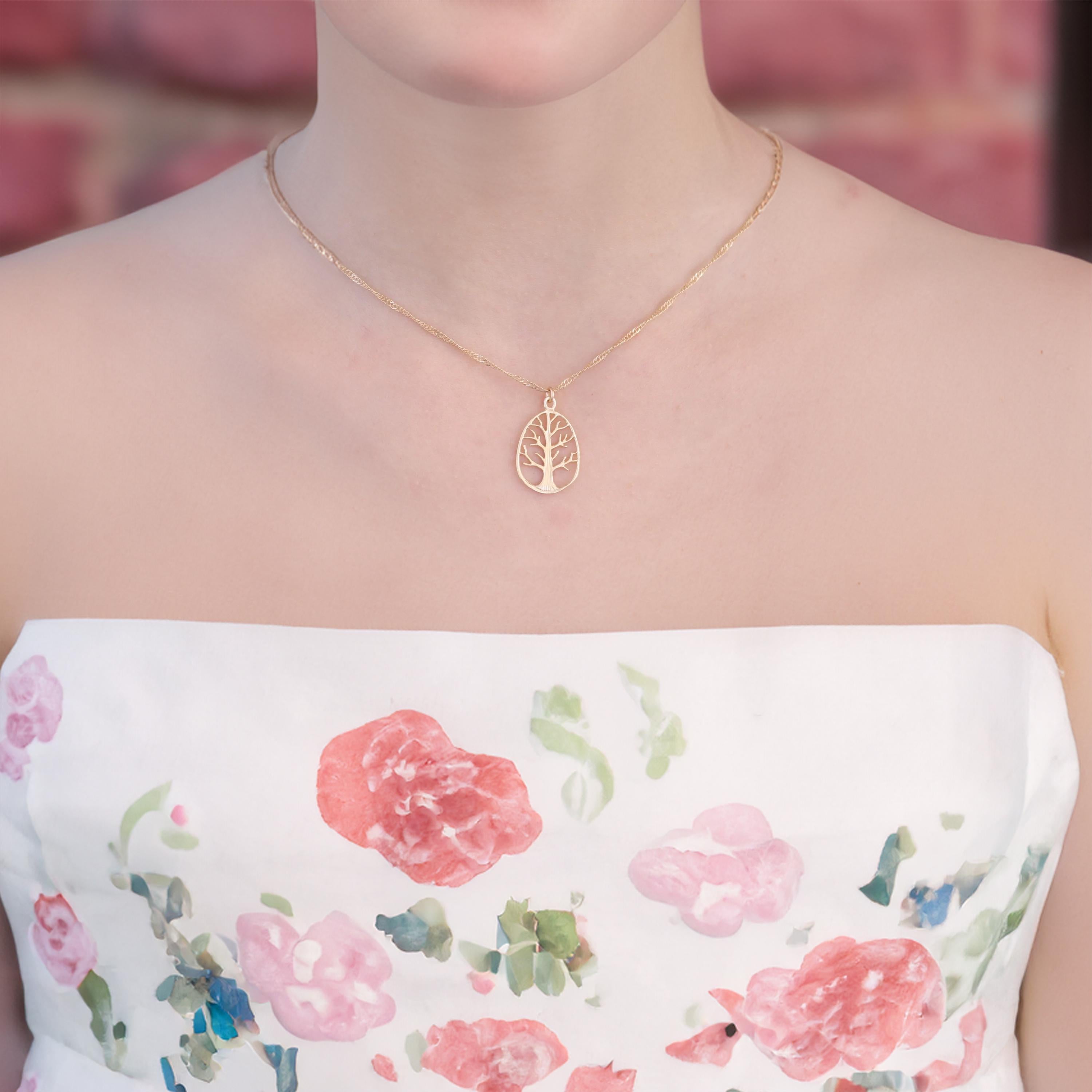 תליון שרשרת עץ החיים מזהב מלא 14 קראט, שרשרת עץ משפחה אליפסה