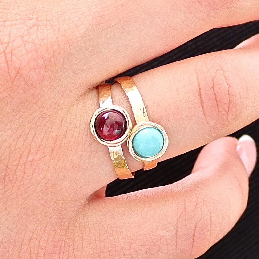 טבעת אופל מזהב 14 קראט, טבעת זהב מרוקע עם אבן