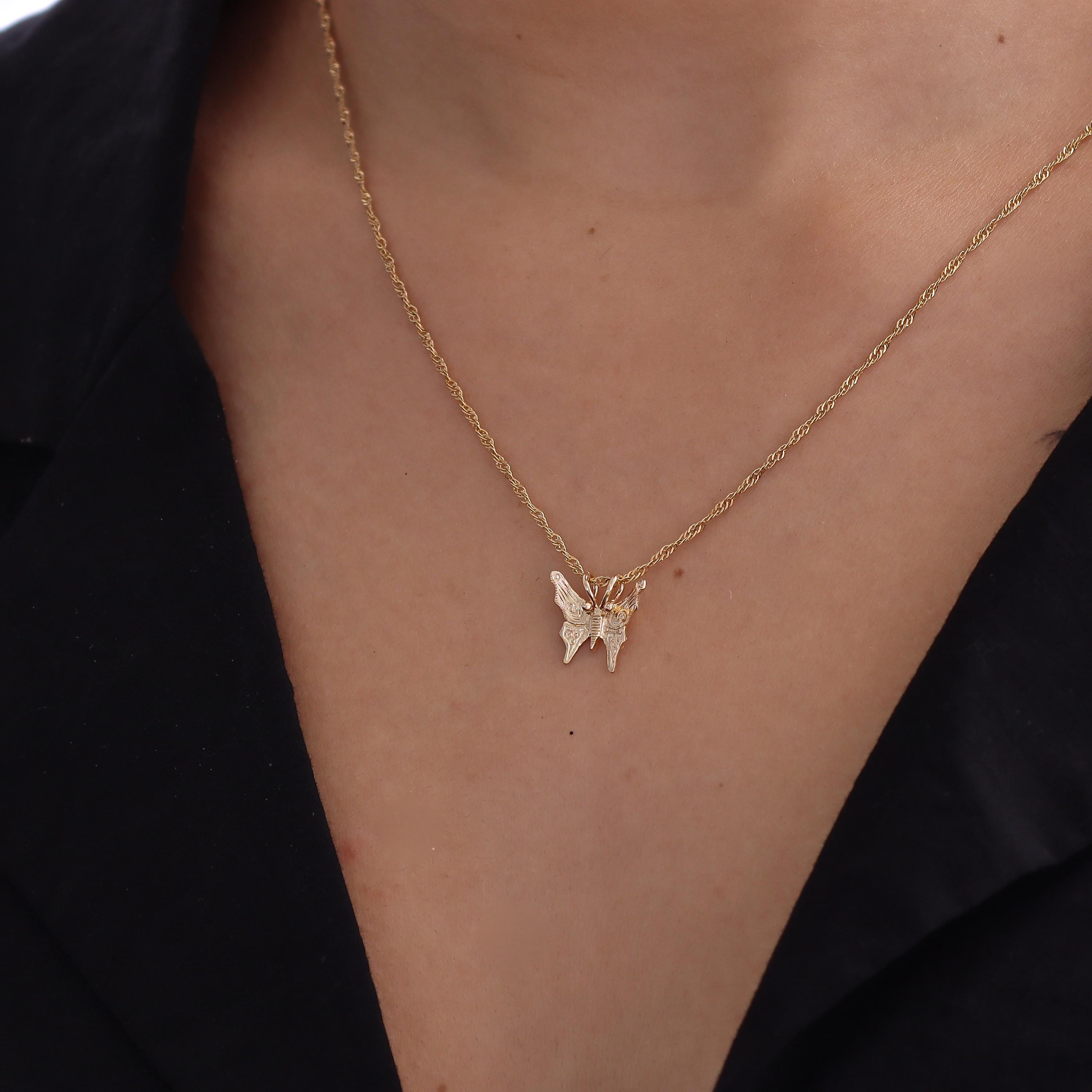 עגילי פרפר תלויים מזהב 14 קראט