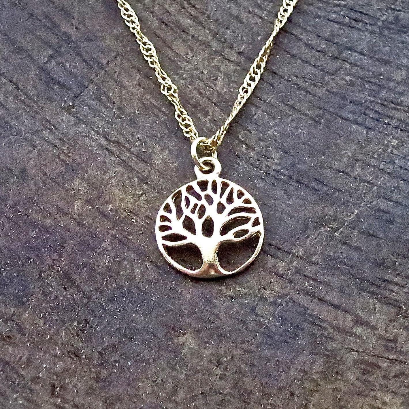 שרשרת עץ משפחה מזהב מלא 14 קראט, תליון שרשרת עץ החיים