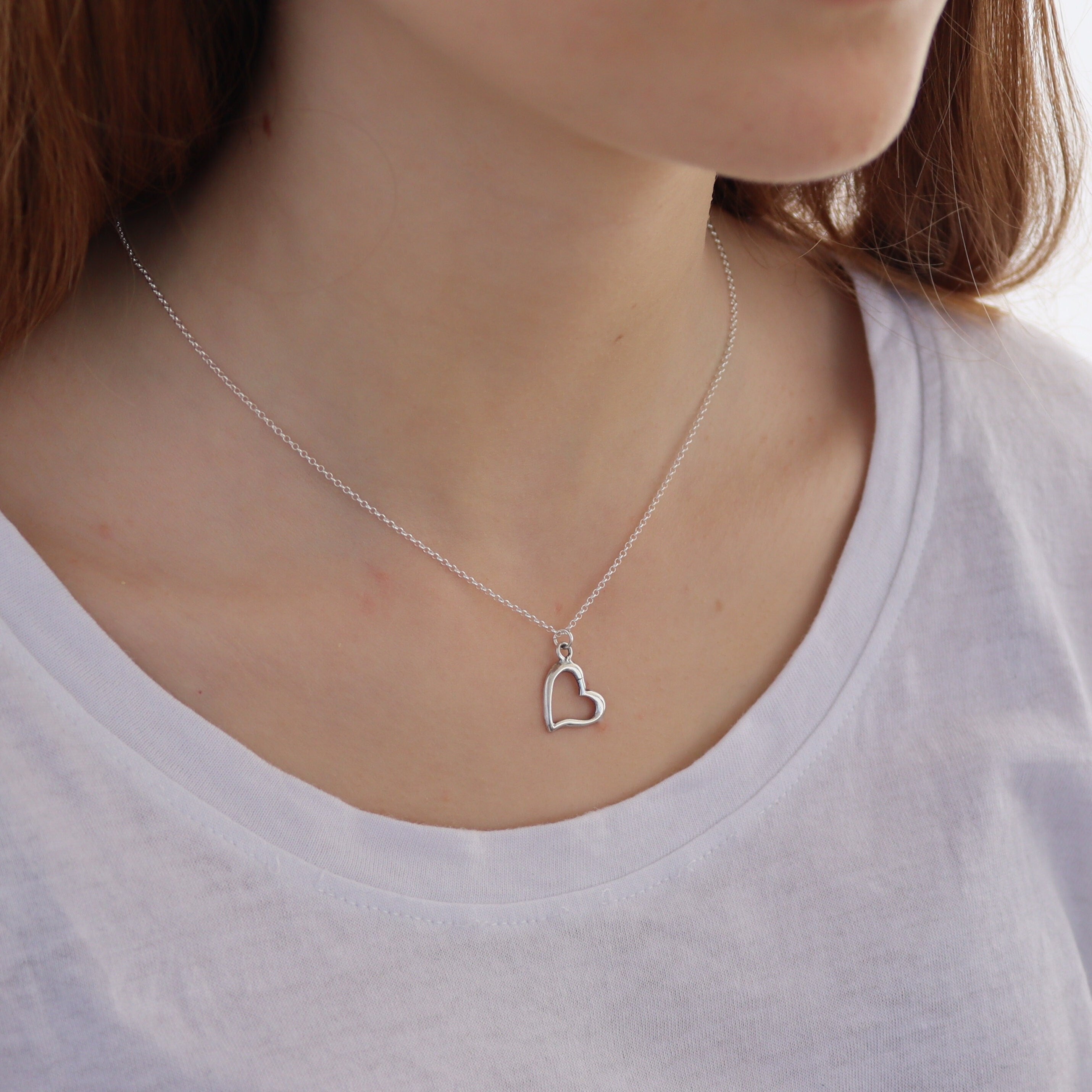 שרשרת תליון לב צדדי מכסף סטרלינג 925