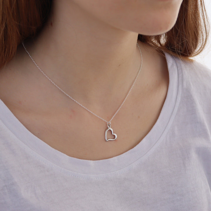 שרשרת תליון לב צדדי מכסף סטרלינג 925