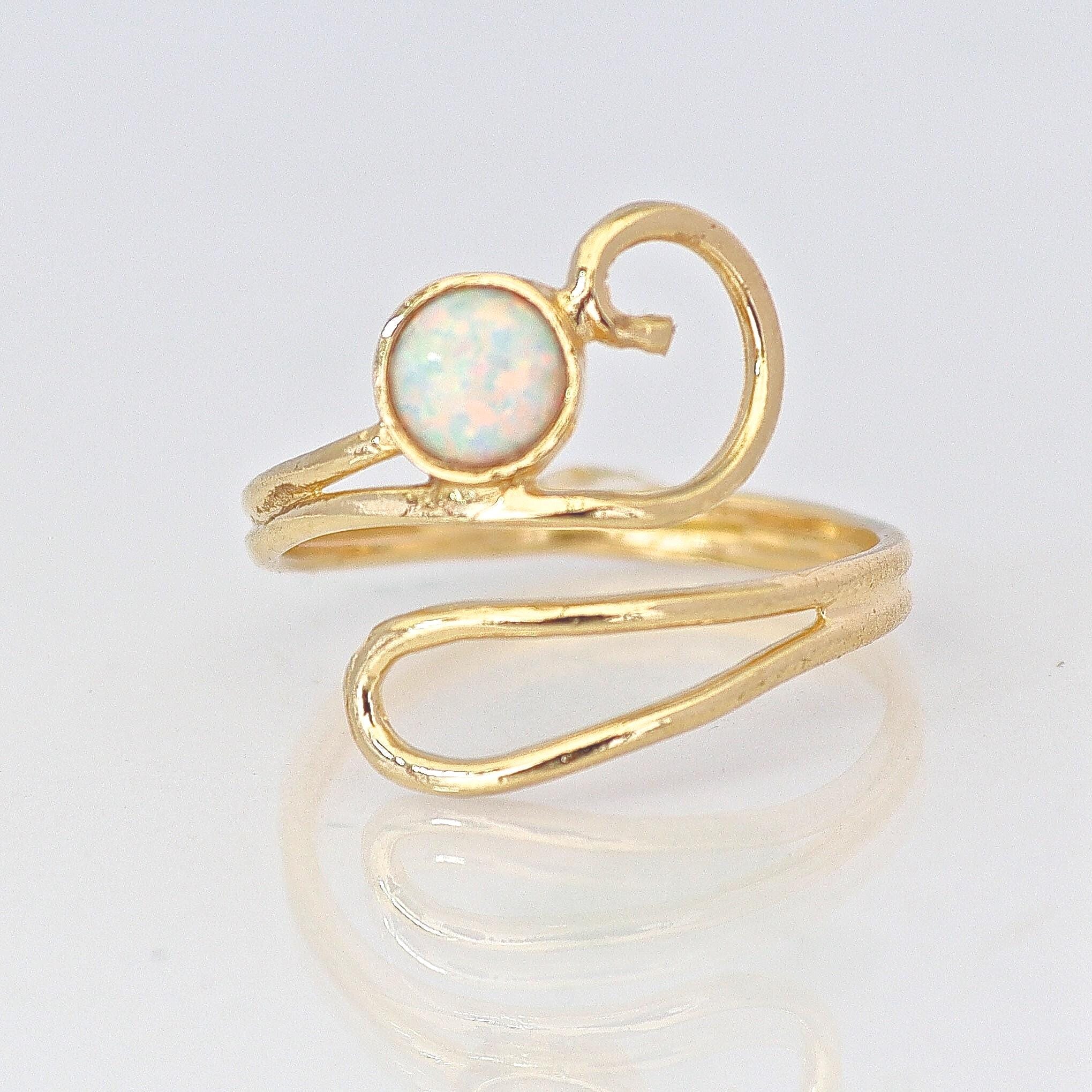 טבעת זהב אופל, טבעת זהב 14 קראט אופל לבן מתכוונן