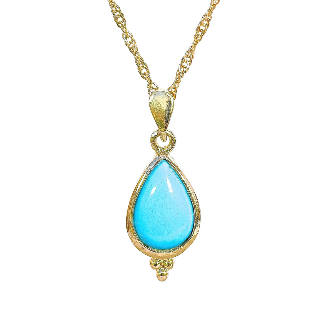 שרשרת תליון טורקיז דמעה מזהב 14 קראט
