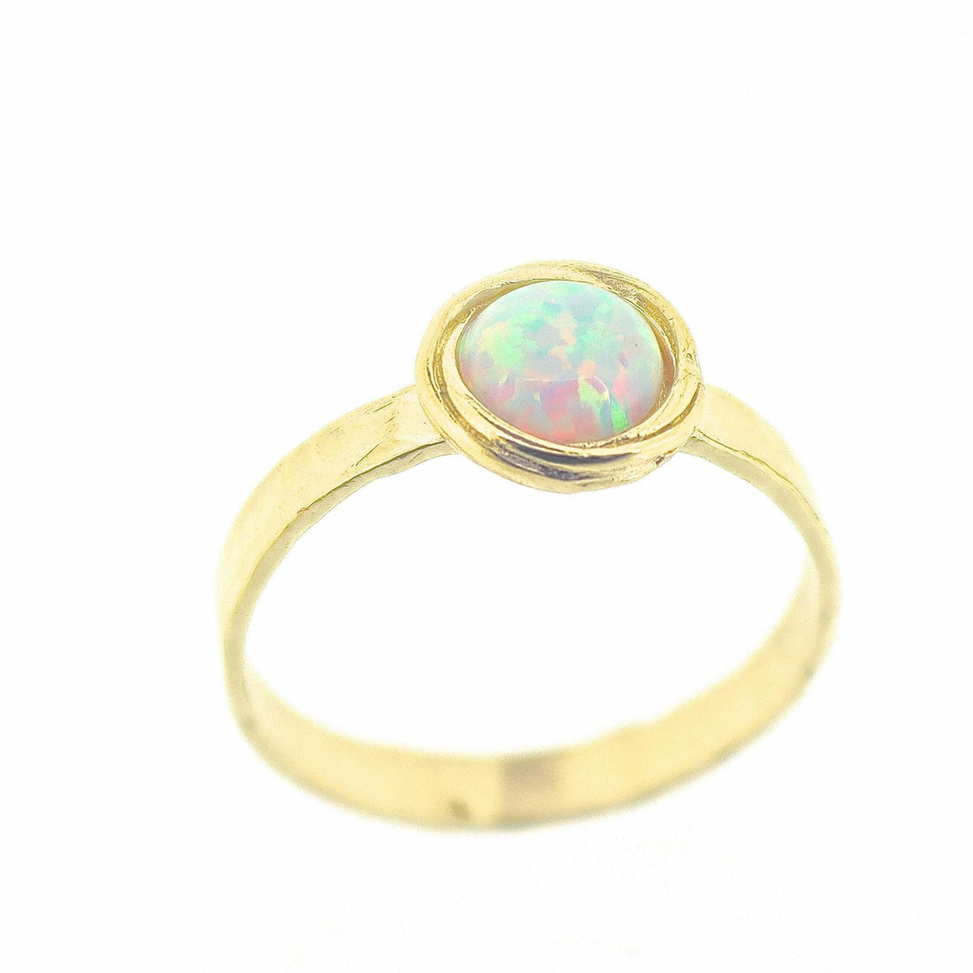 טבעת טבעת משובצת זהב אופל בעבודת יד