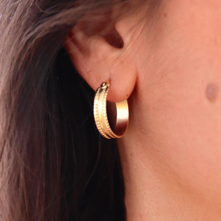 עגילי חישוק מזהב מלא 14 קראט: טבעת רחבה, עבודת יד