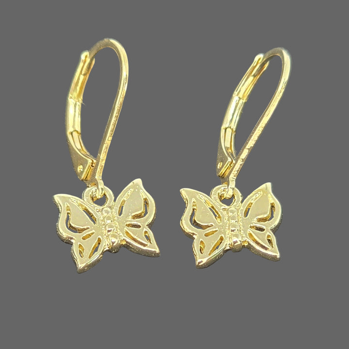 עגילי פרפר תלויים מזהב 14 קראט