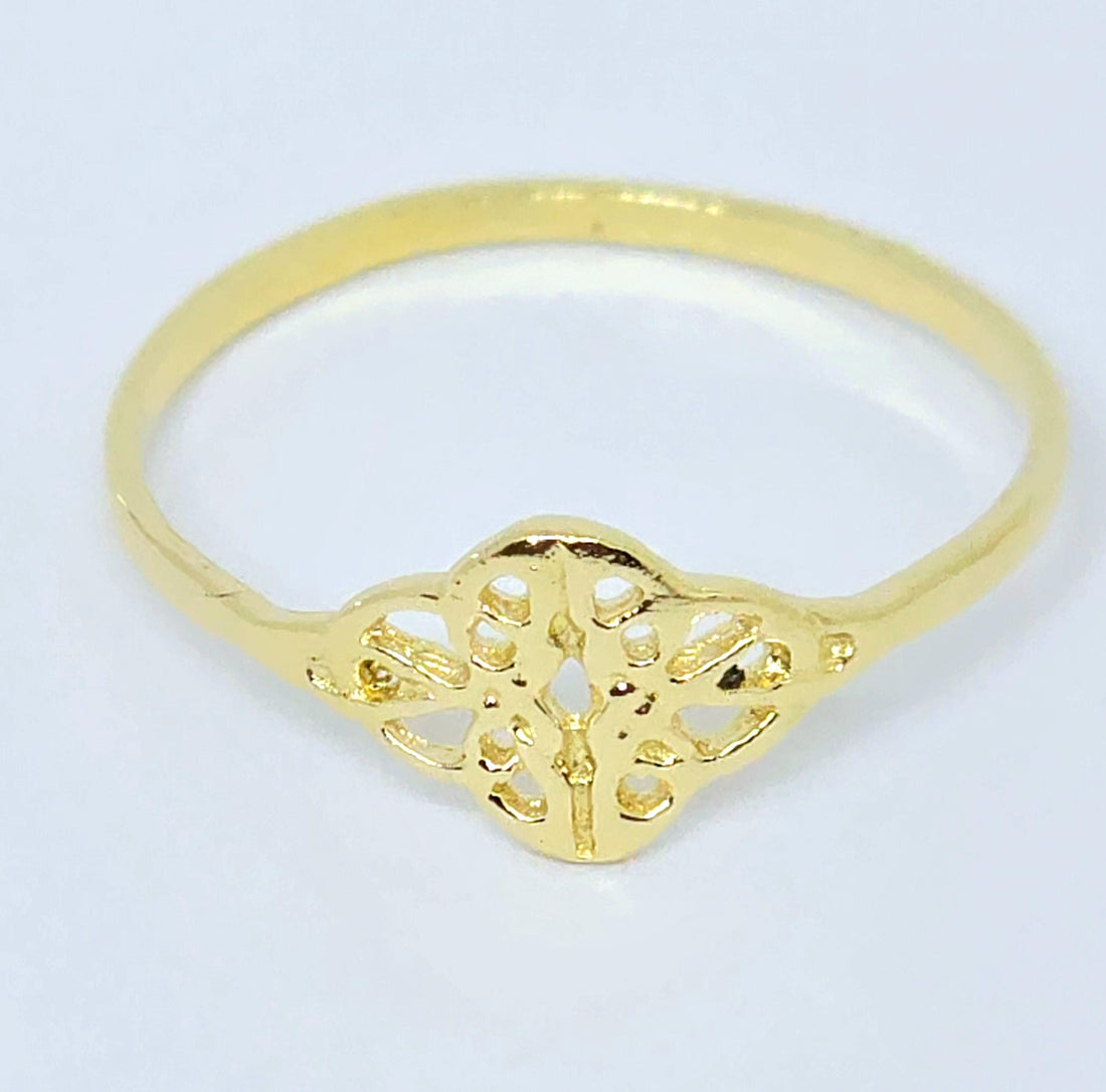 טבעת קשר מזהב מלא 14 קראט, טבעת זהב דקה