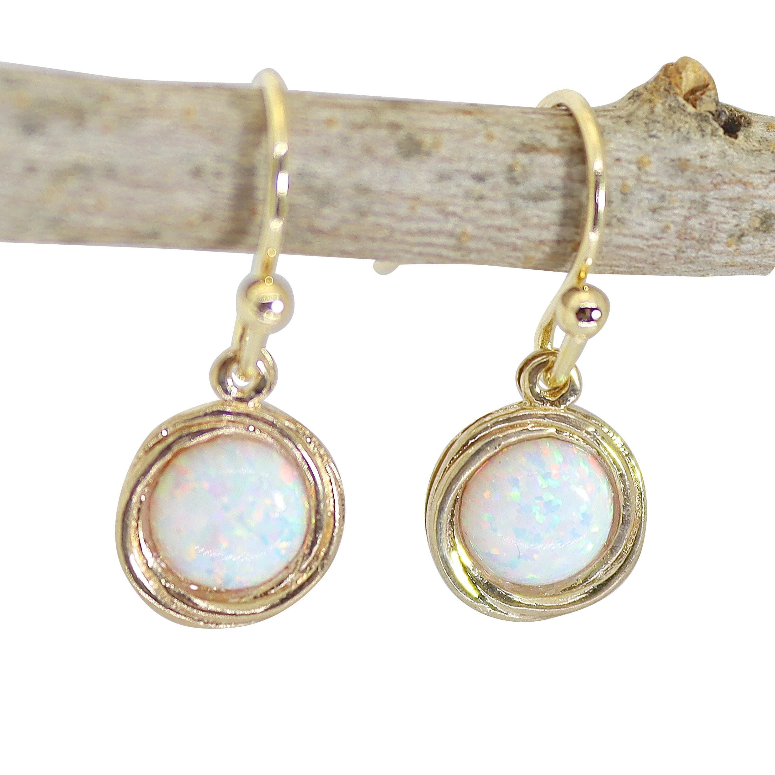 עגילי אופל מזהב 14 קראט, עגילי זהב אמיתיים 14 קראט