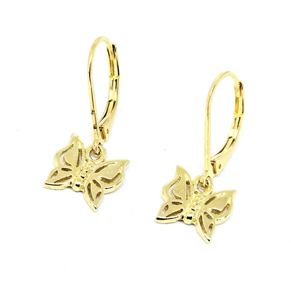 עגילי פרפר תלויים מזהב 14 קראט