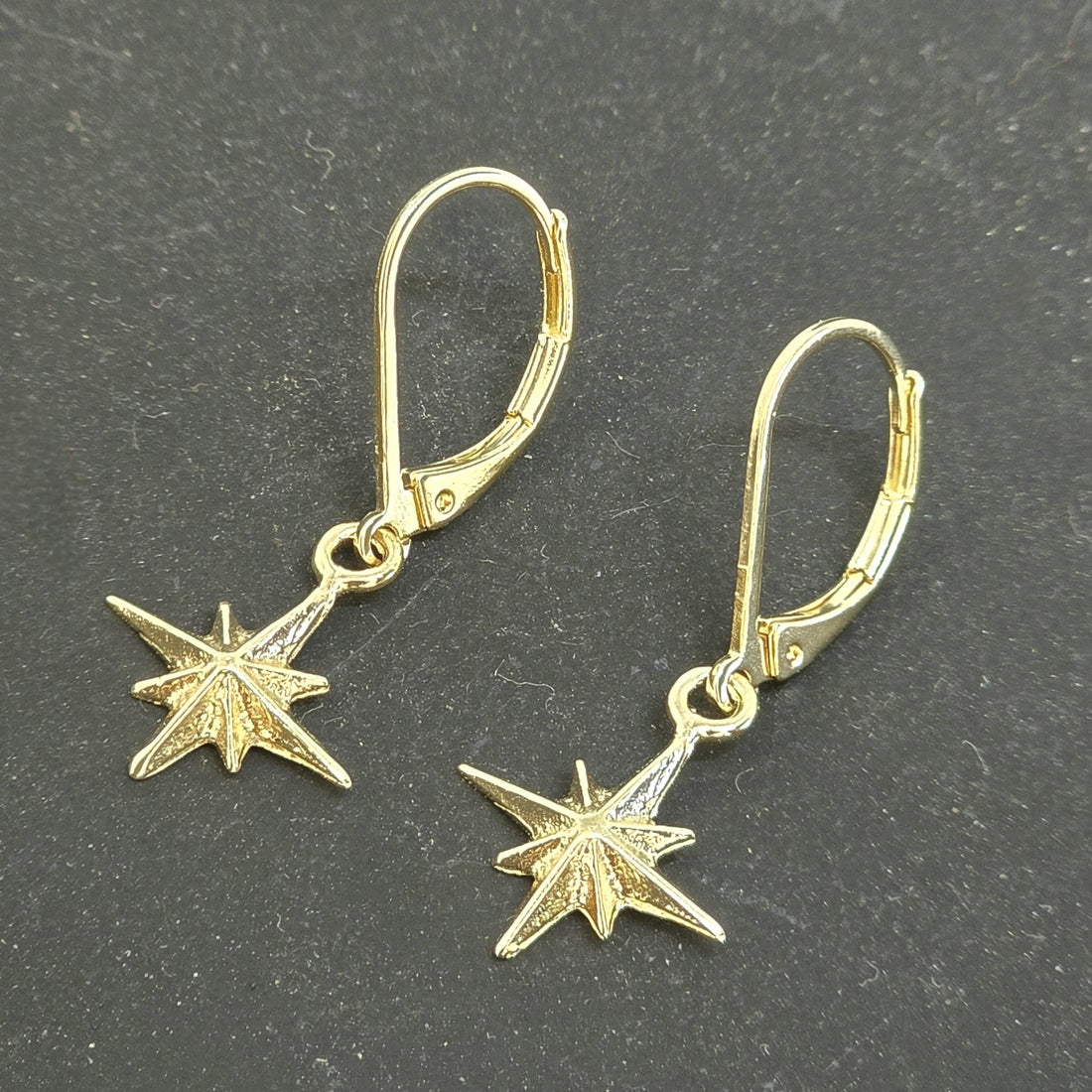 עגילי זהב 14 קראט משובצים בצורת מצפן