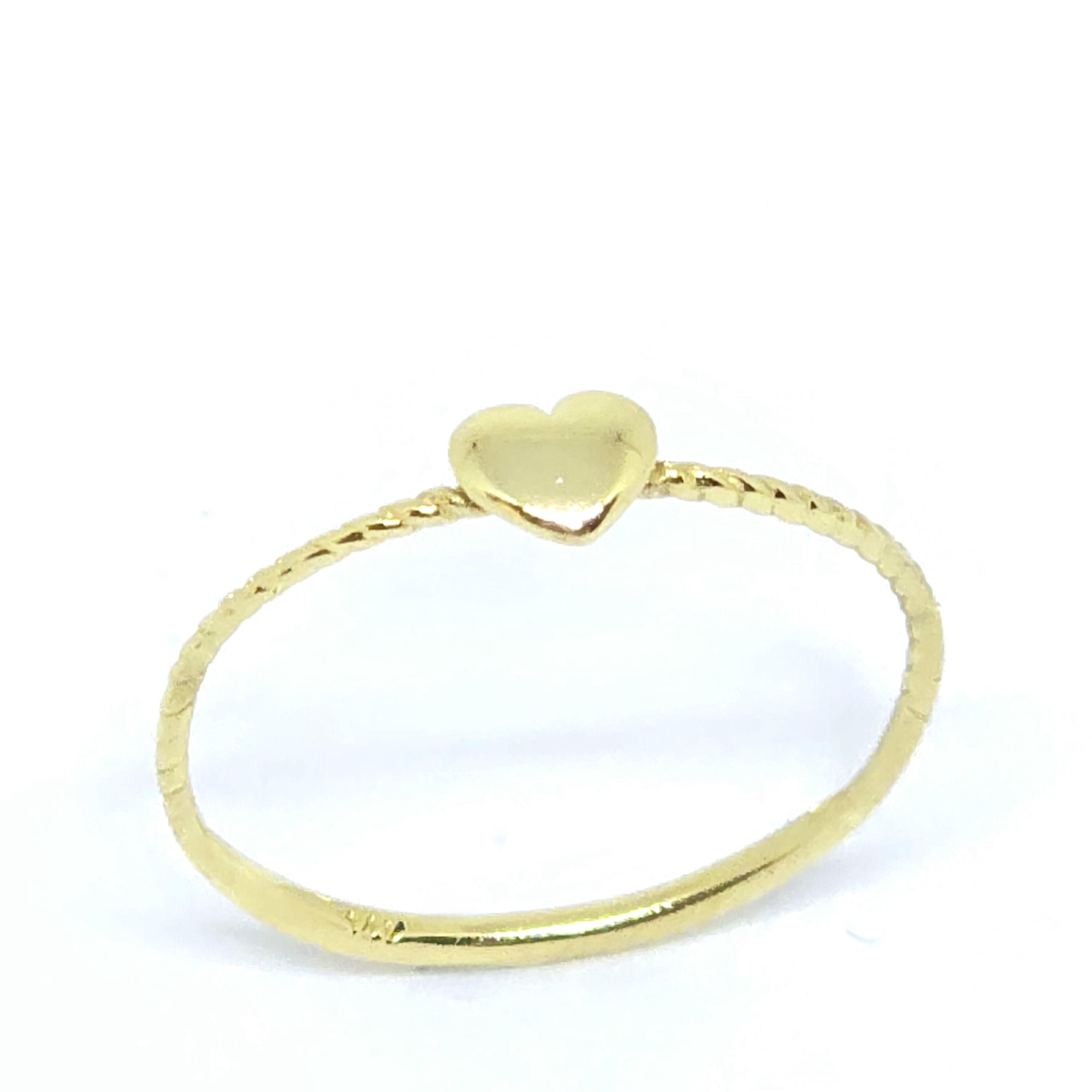 טבעת לב דקה מזהב 14 קראט, טבעת לב מינימליסטית, מתנה לה