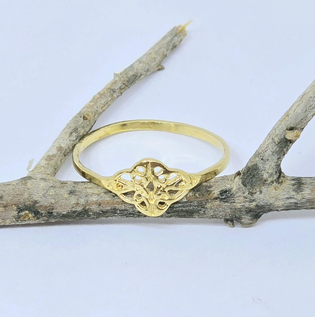 טבעת קשר מזהב מלא 14 קראט, טבעת זהב דקה