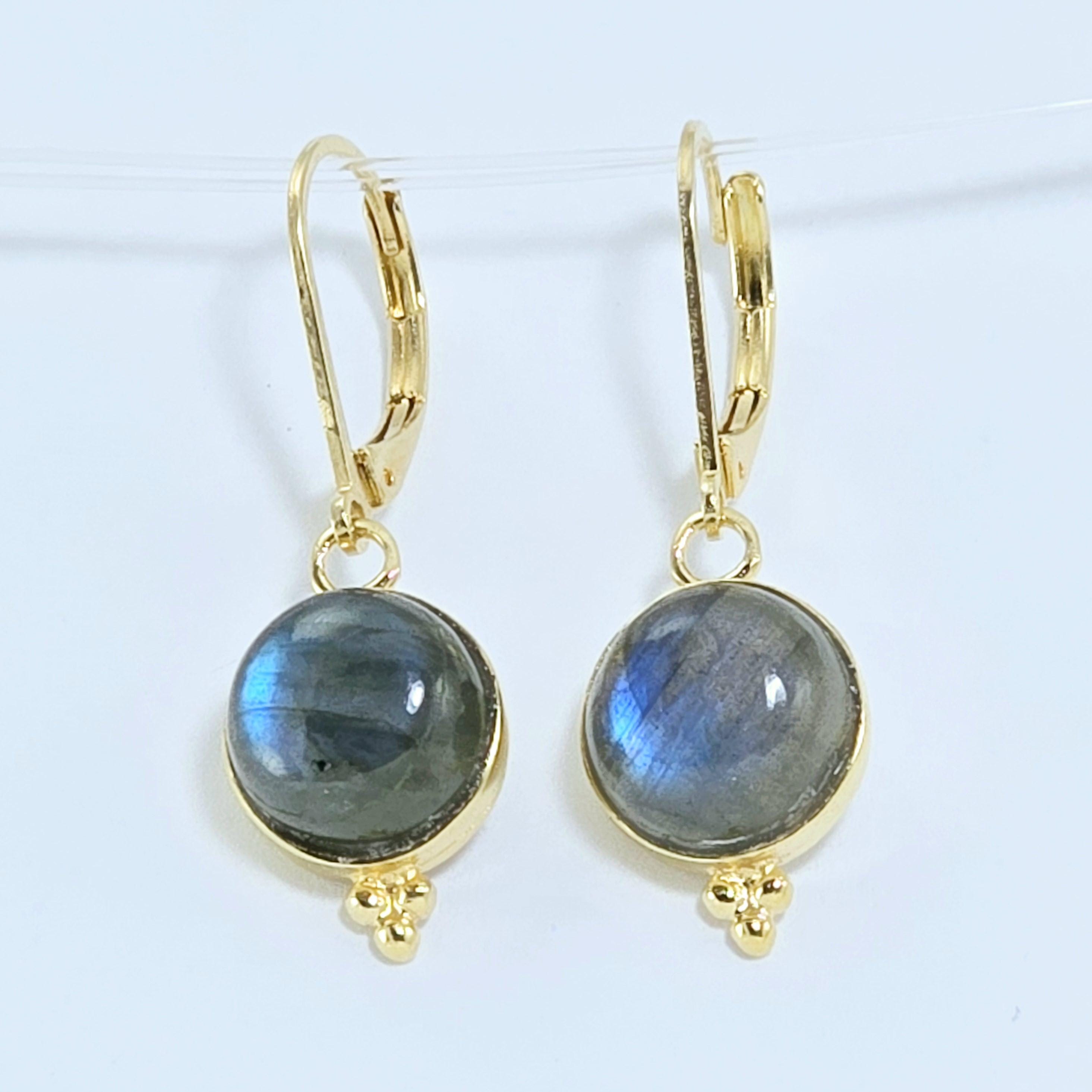 עגילי זהב עגולים משובצים ברבוריט