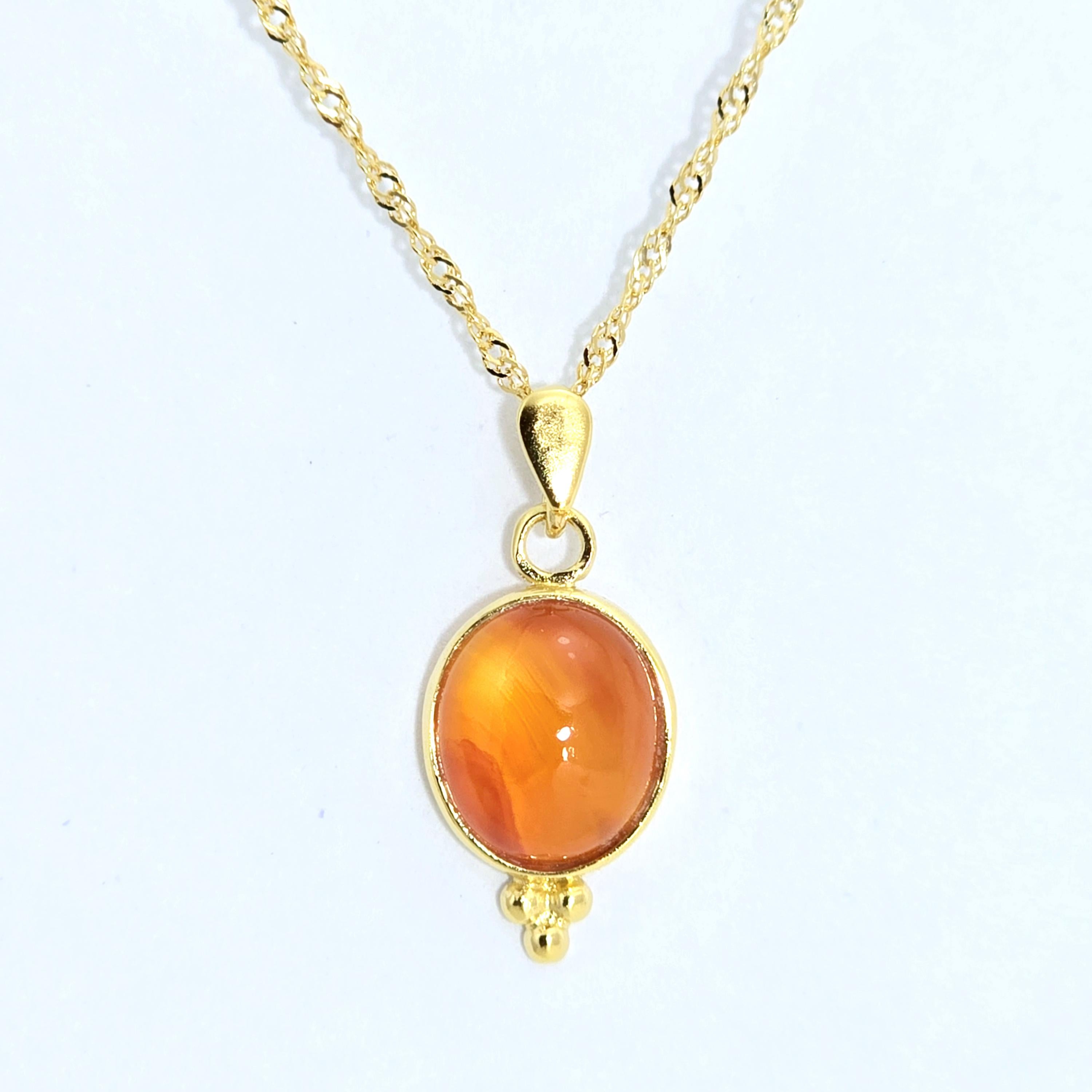 תליון שרשרת זהב קרנליאן, שרשרת אבן כתומה