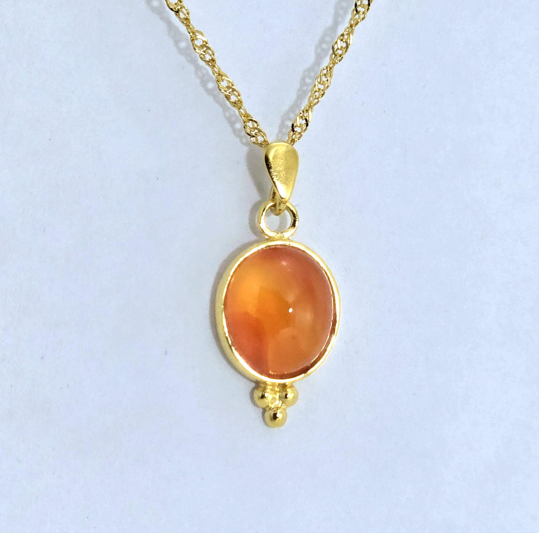 תליון שרשרת זהב קרנליאן, שרשרת אבן כתומה