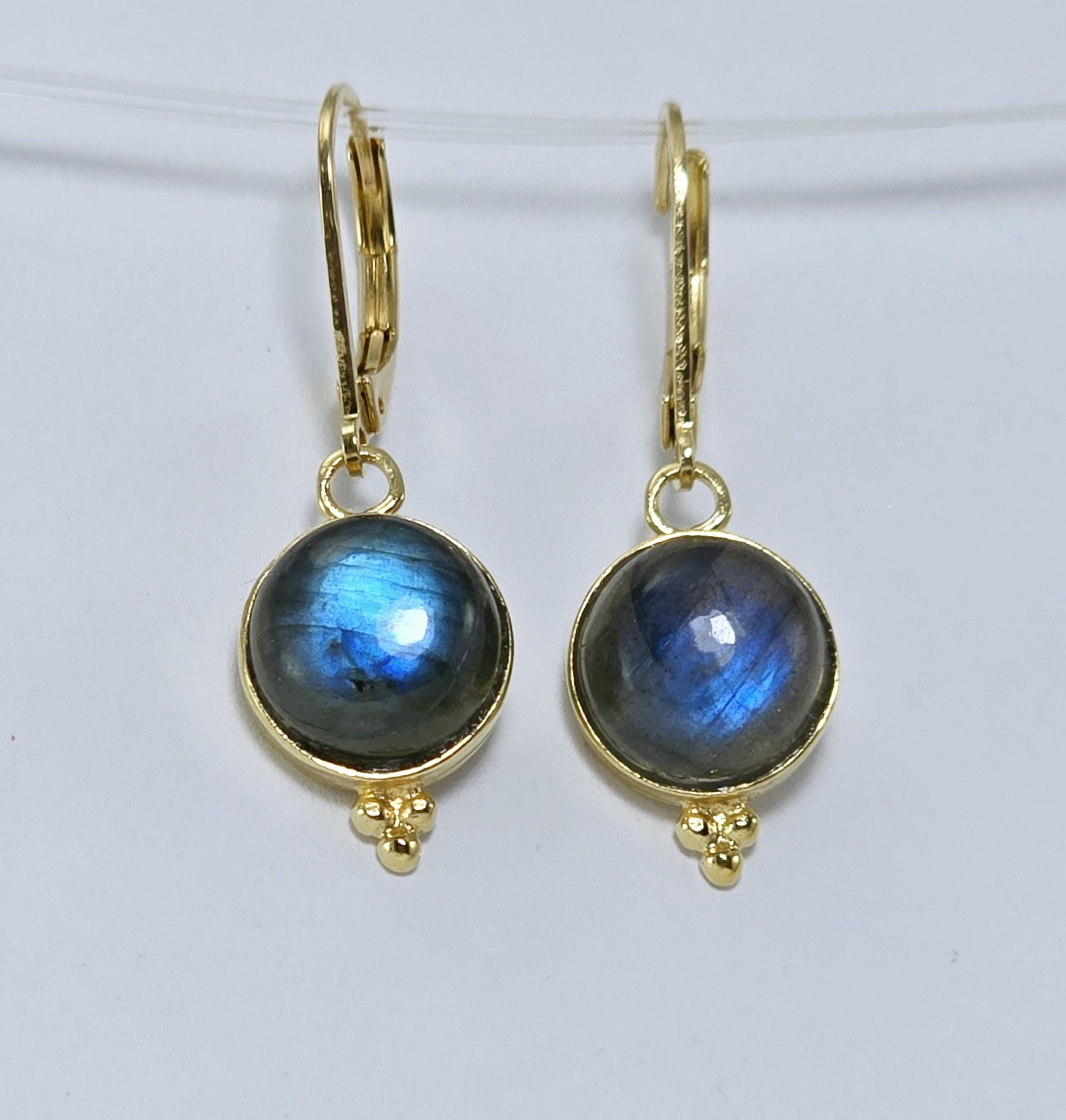 עגילי זהב עגולים משובצים ברבוריט