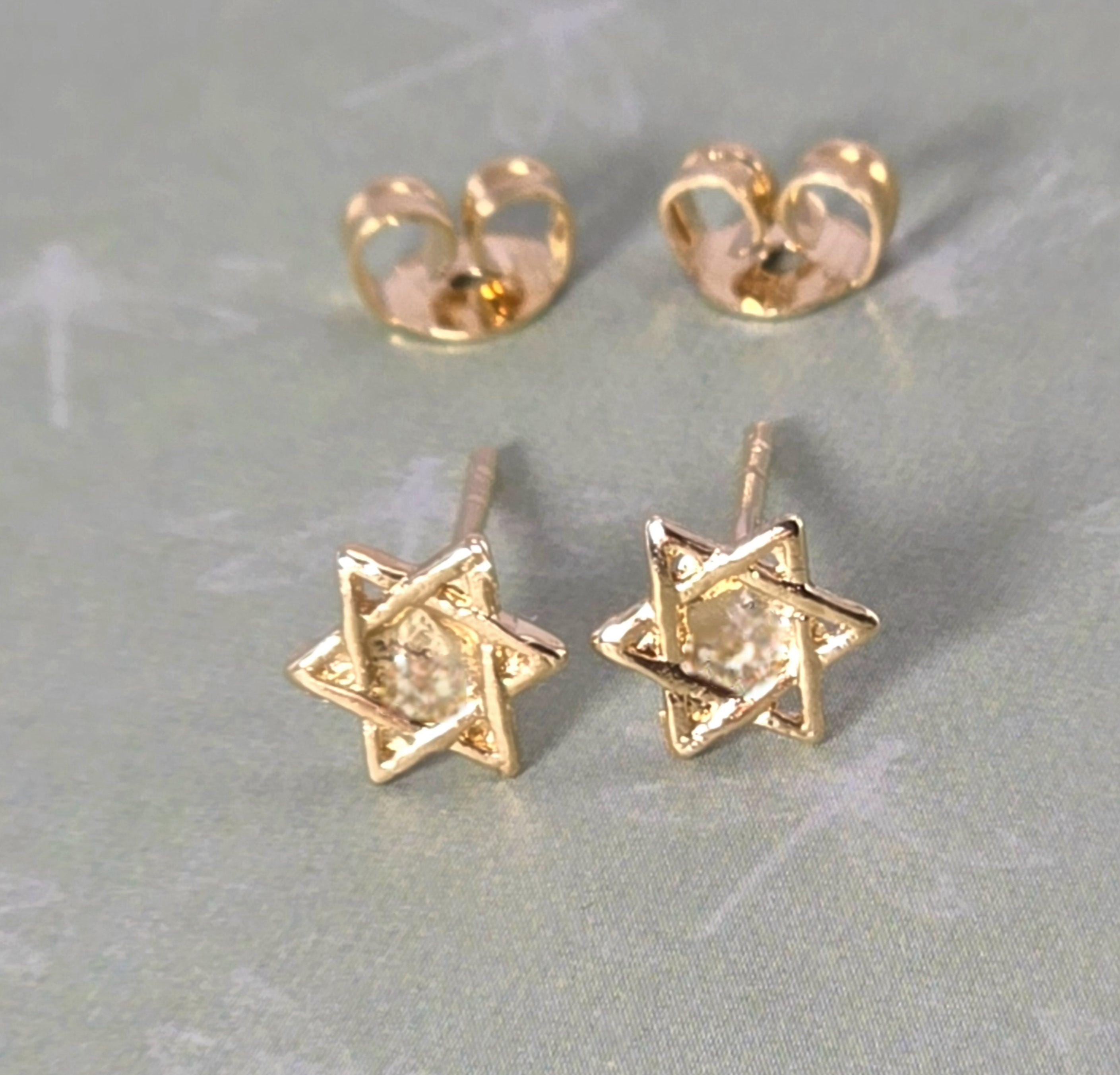 עגילי מגן דוד מזהב 14 קראט, עגילי זהב מלא