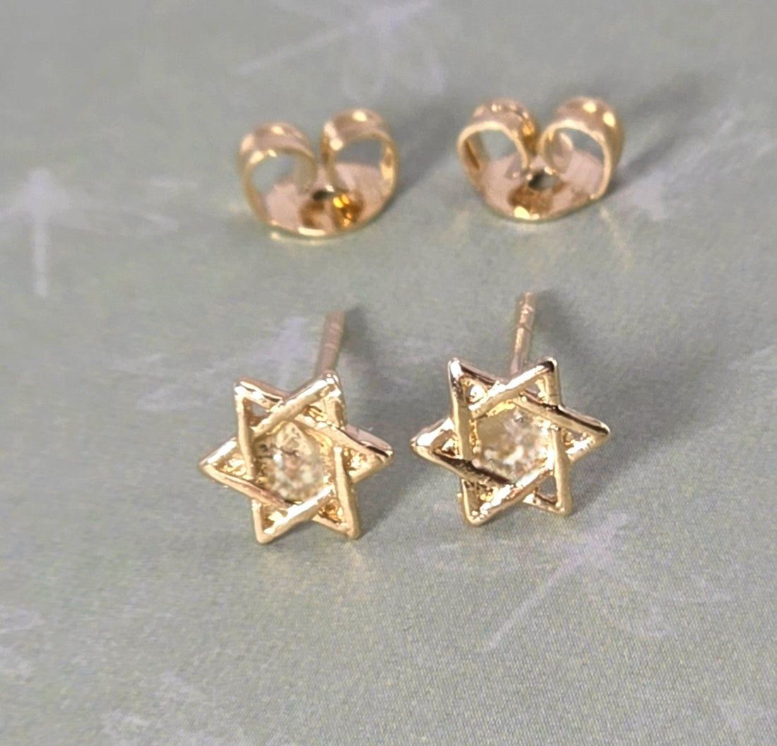 עגילי מגן דוד מזהב 14 קראט, עגילי זהב מלא