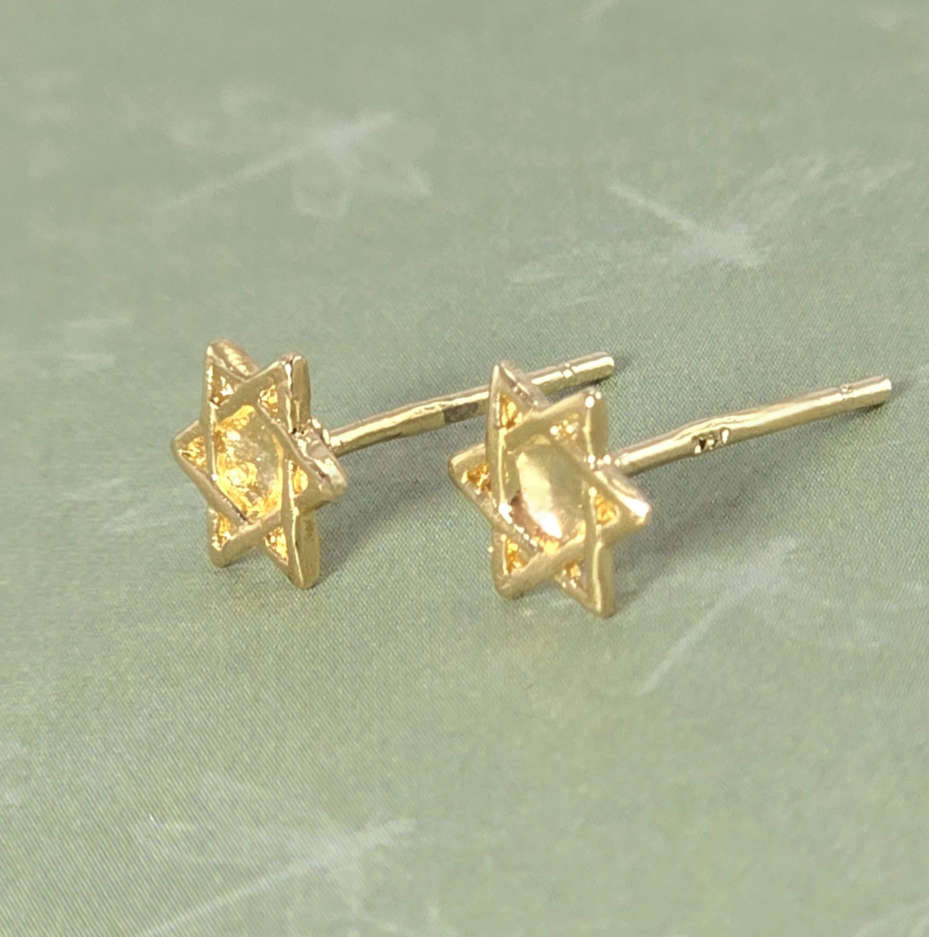 עגילי מגן דוד מזהב 14 קראט, עגילי זהב מלא