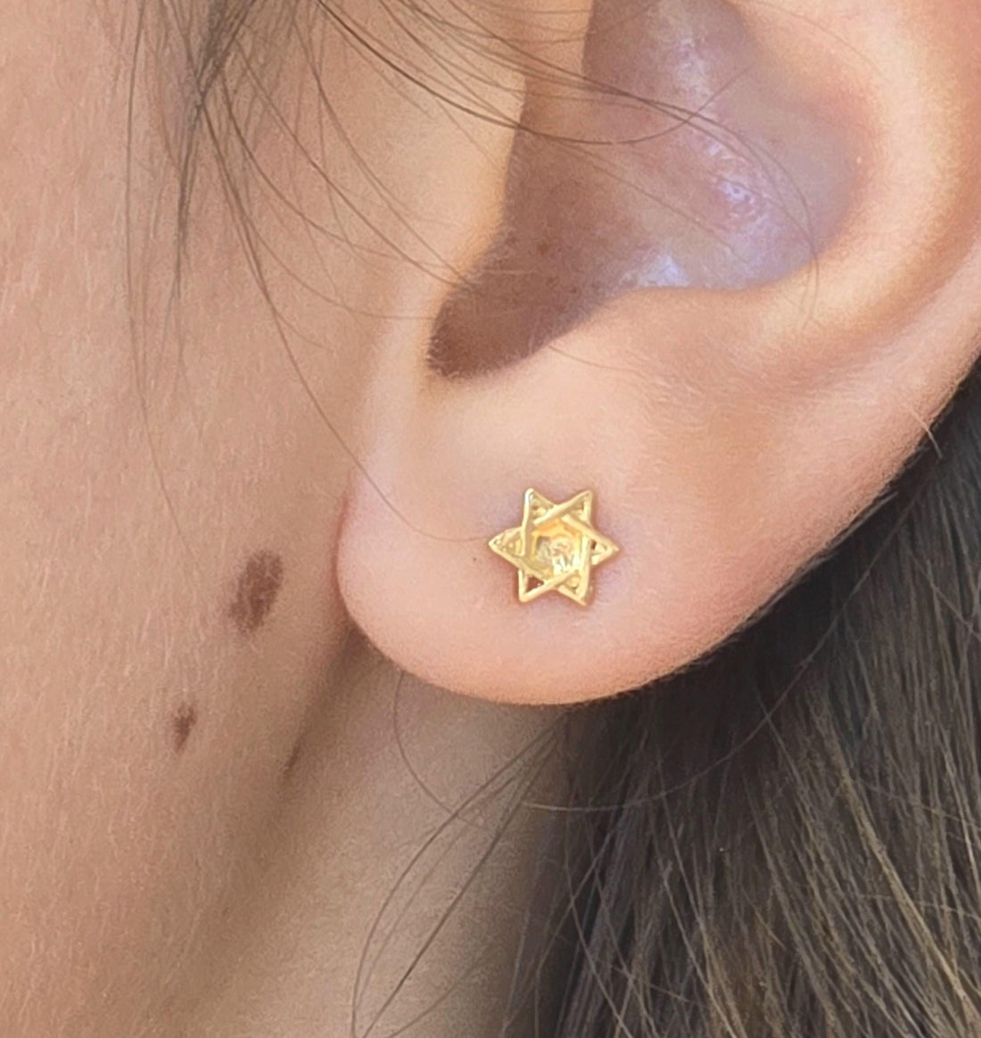 עגילי מגן דוד מזהב 14 קראט, עגילי זהב מלא