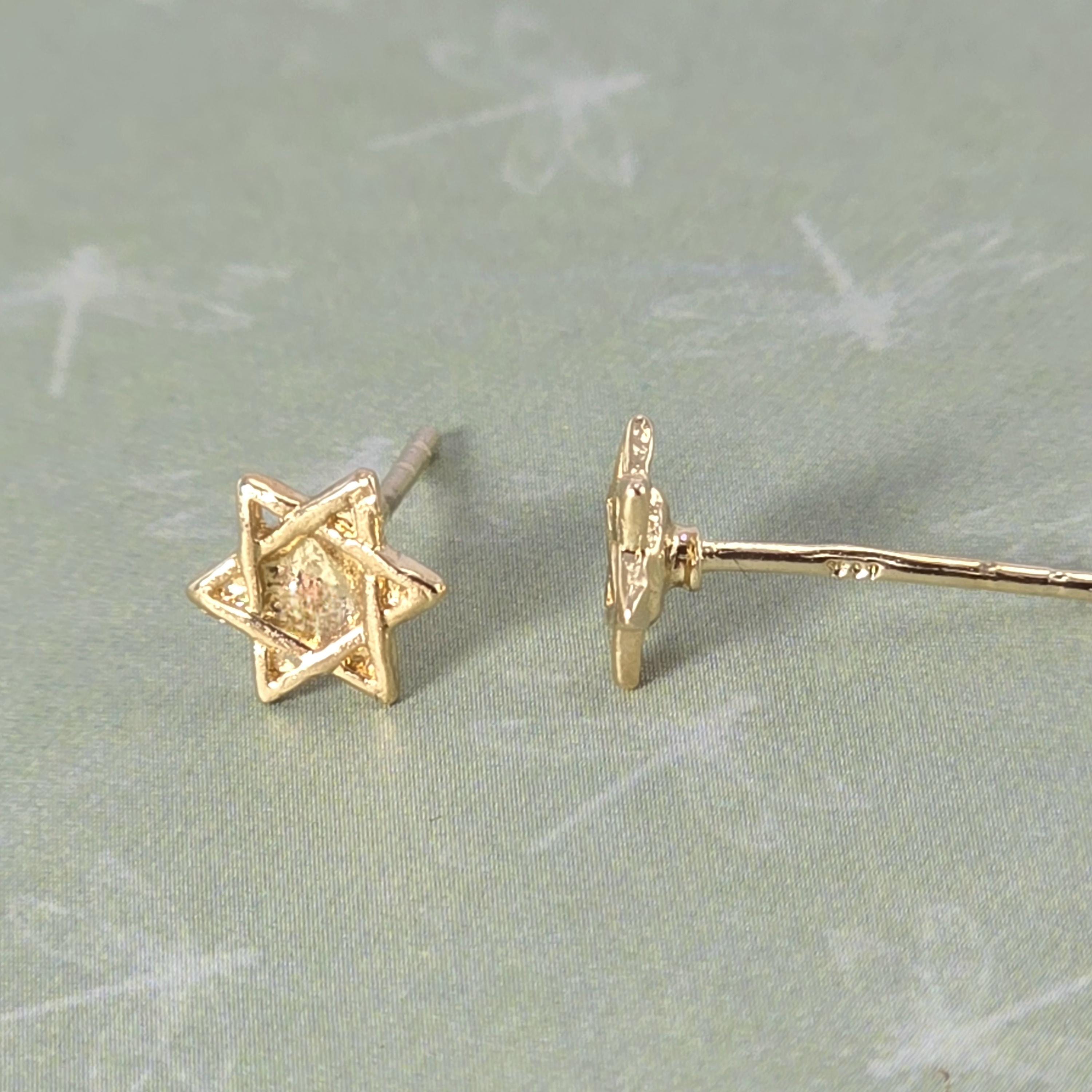 עגילי מגן דוד מזהב 14 קראט, עגילי זהב מלא