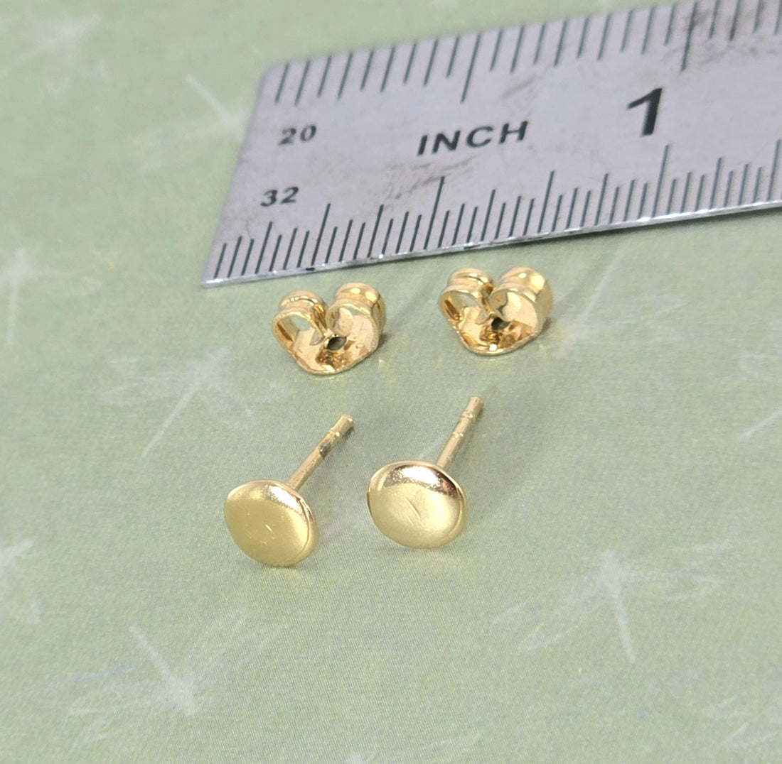 עגילי זהב 14 קראט עיגול, עגילי פוסט מינימליסטי