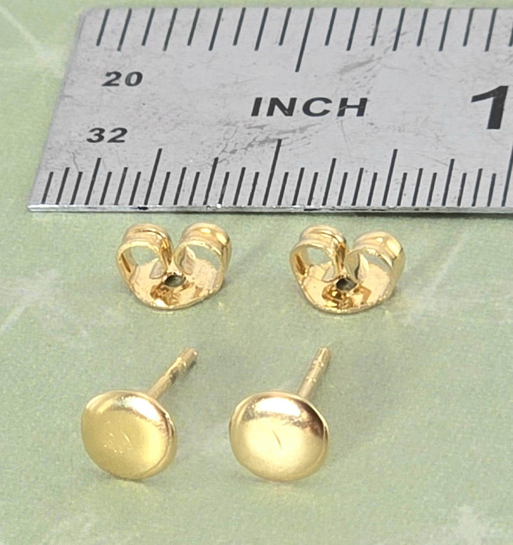 עגילי זהב 14 קראט עיגול, עגילי פוסט מינימליסטי