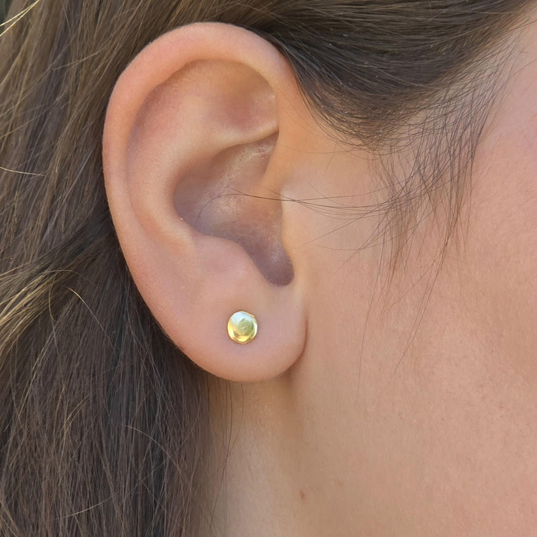 עגילי זהב 14 קראט עיגול, עגילי פוסט מינימליסטי