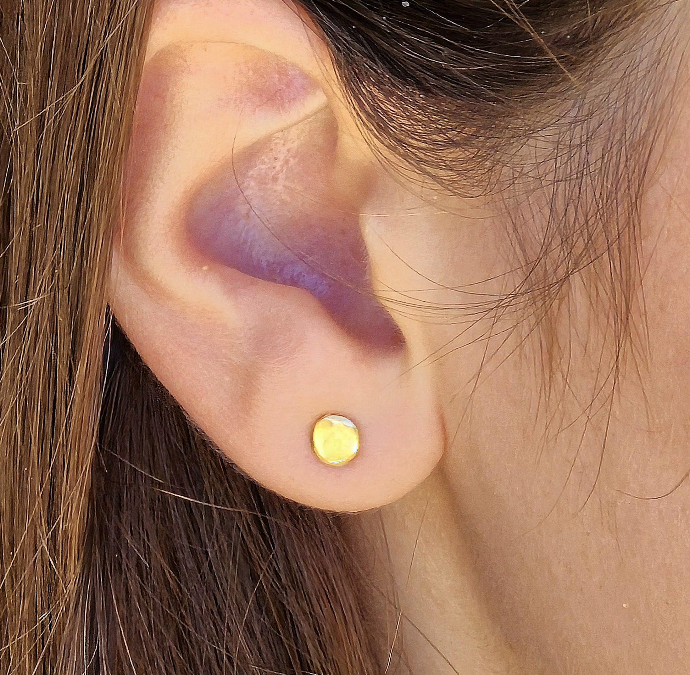 עגילי זהב 14 קראט עיגול, עגילי פוסט מינימליסטי