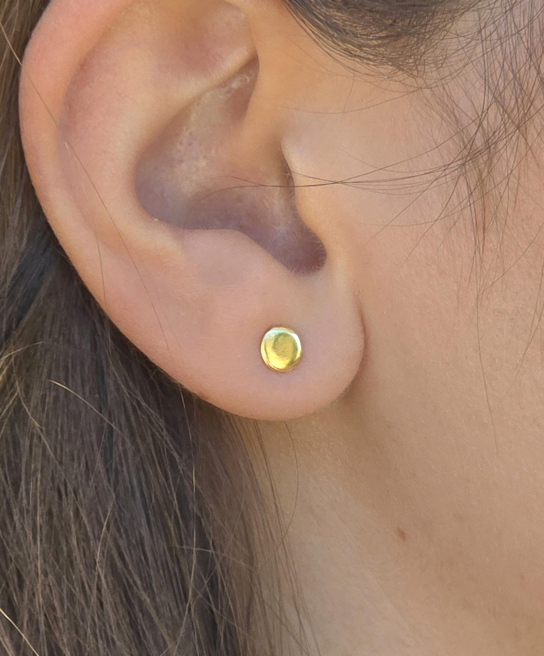 עגילי זהב 14 קראט עיגול, עגילי פוסט מינימליסטי