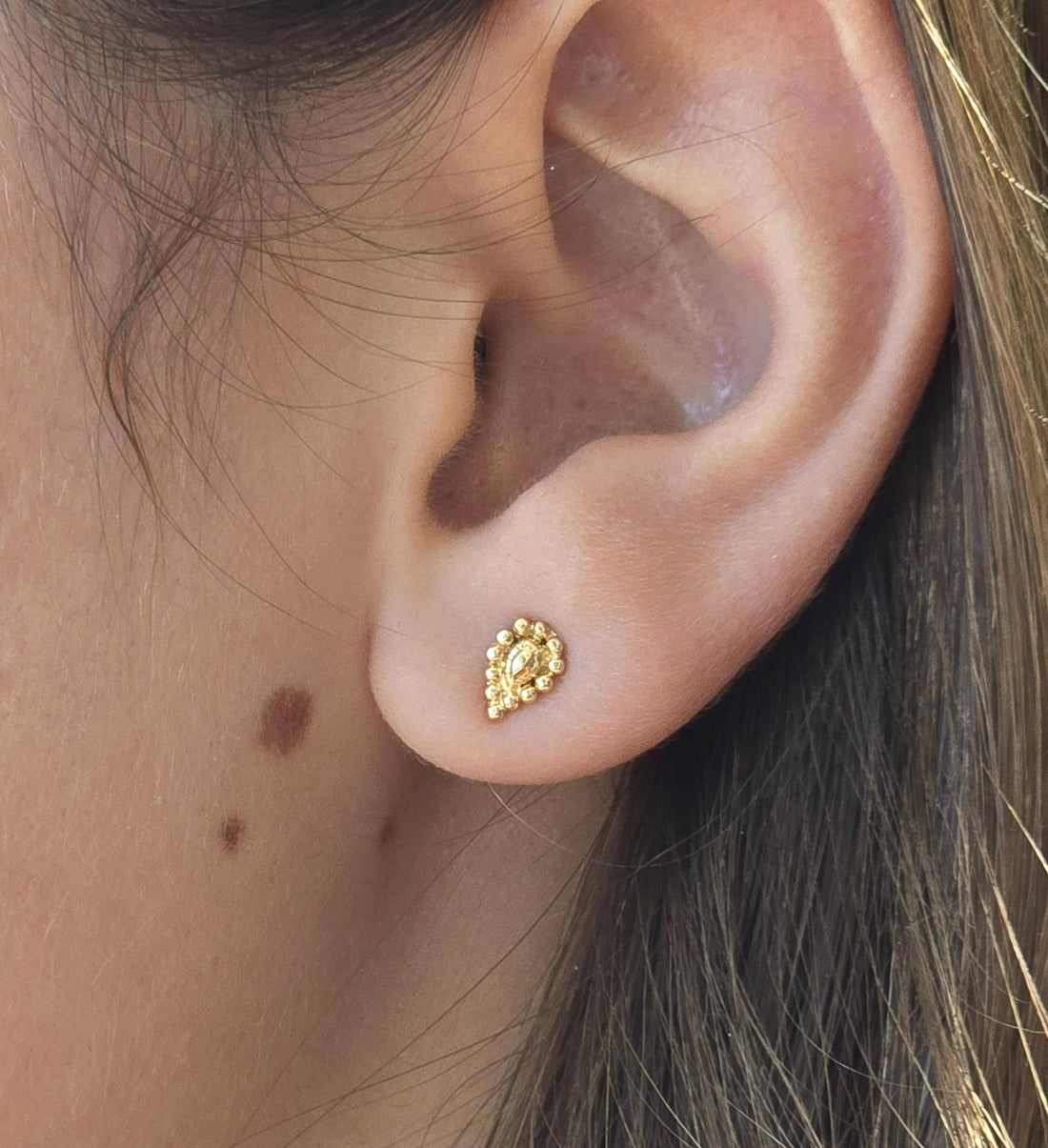 עגילי זהב 14 קראט בצורת טיפה