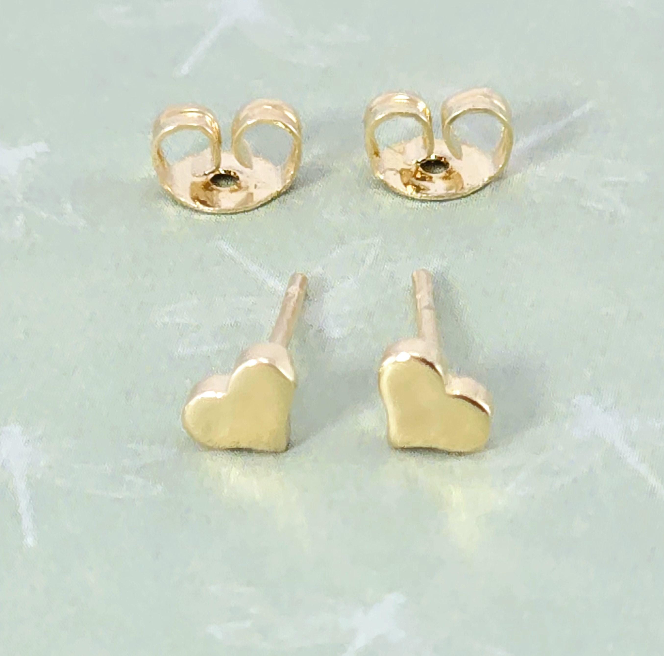 עגילי לבבות מזהב מלא 14 קראט