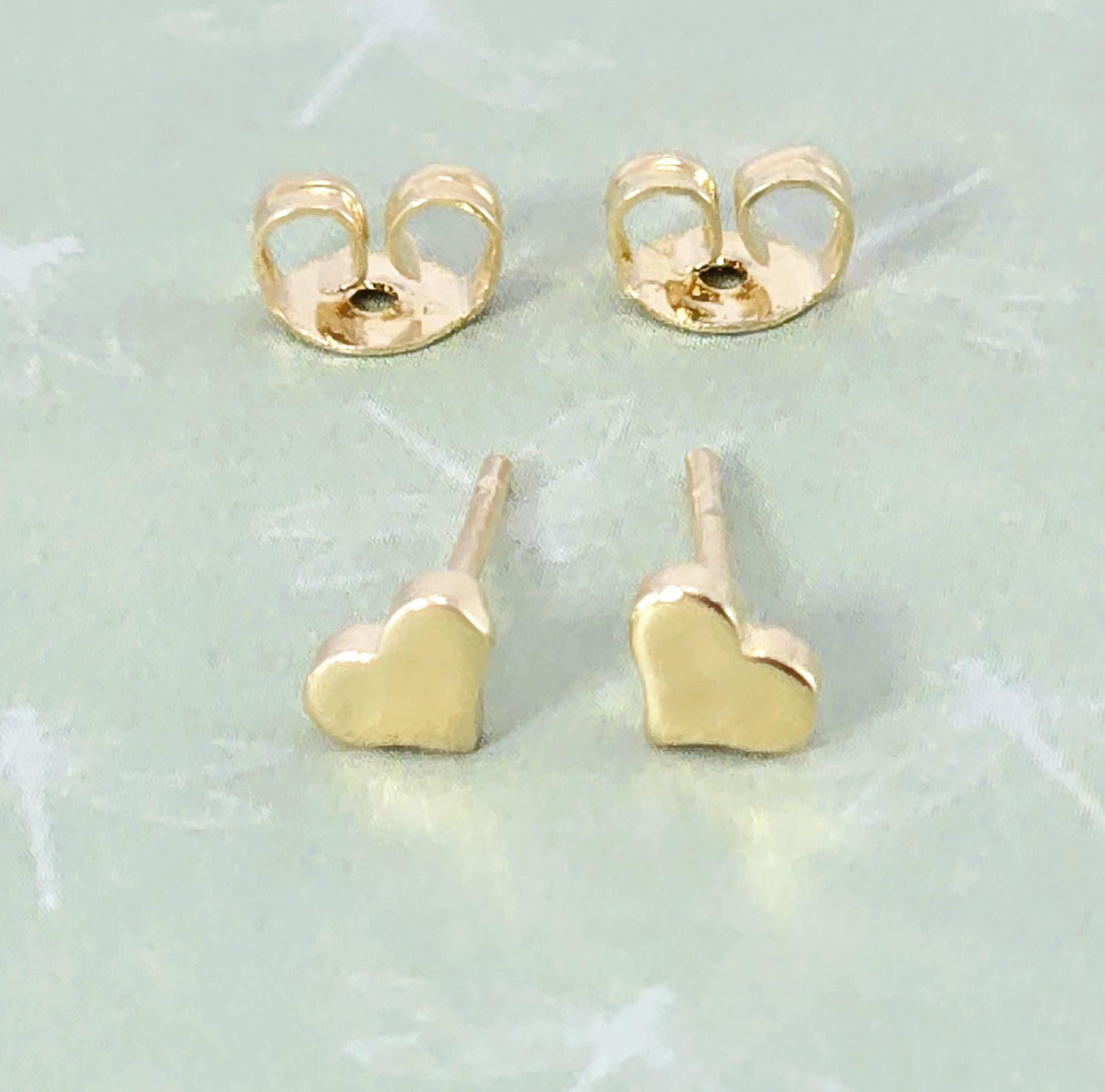 עגילי לבבות מזהב מלא 14 קראט