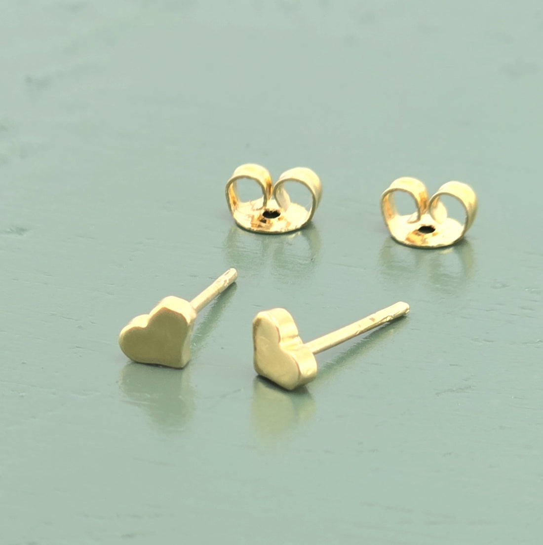 עגילי לבבות מזהב מלא 14 קראט