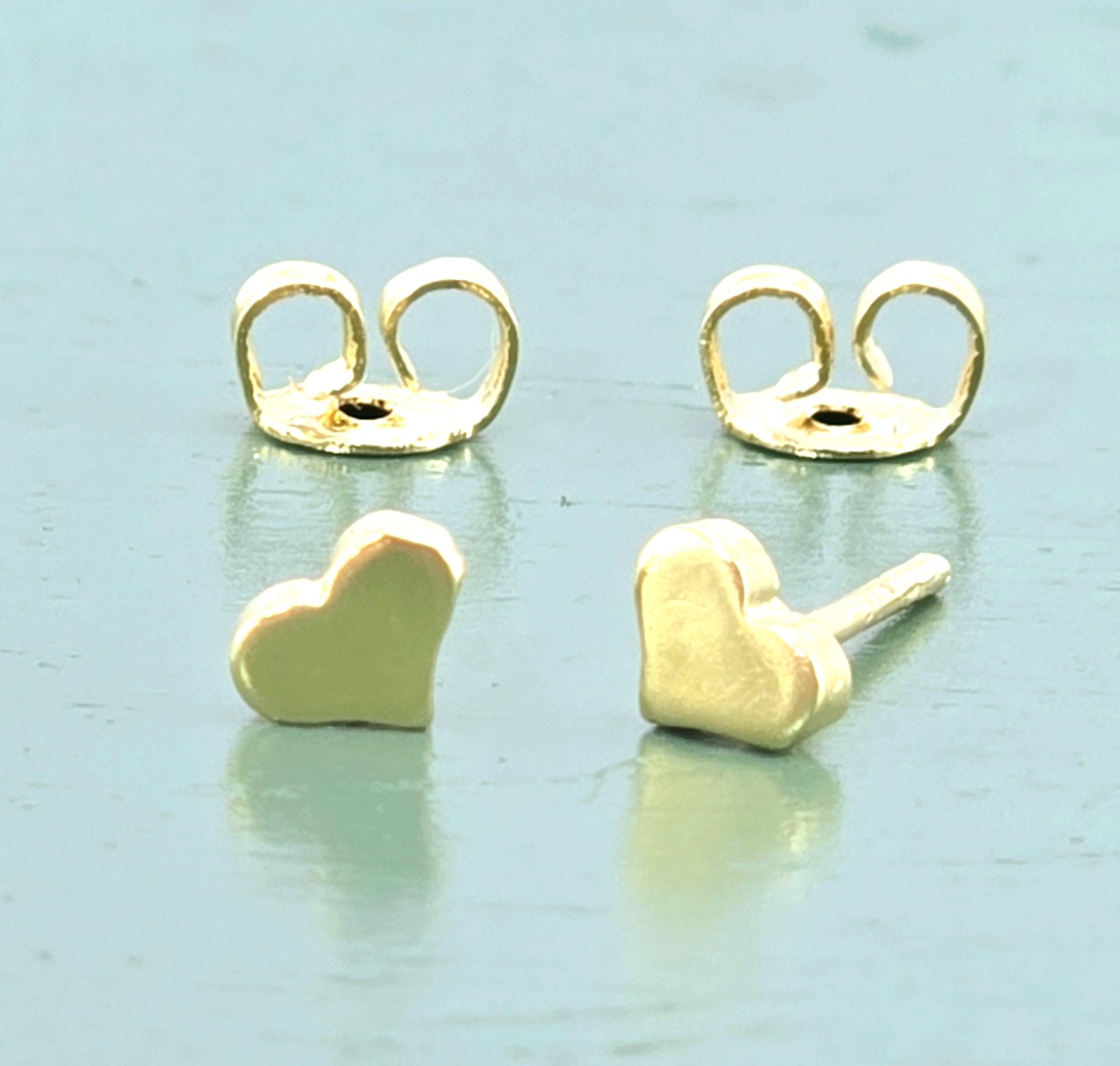 עגילי לבבות מזהב מלא 14 קראט