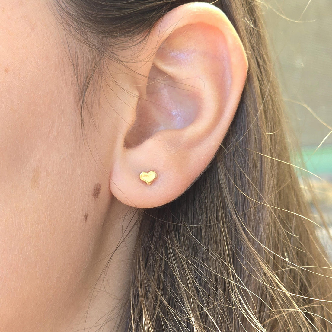 עגילי לבבות מזהב מלא 14 קראט