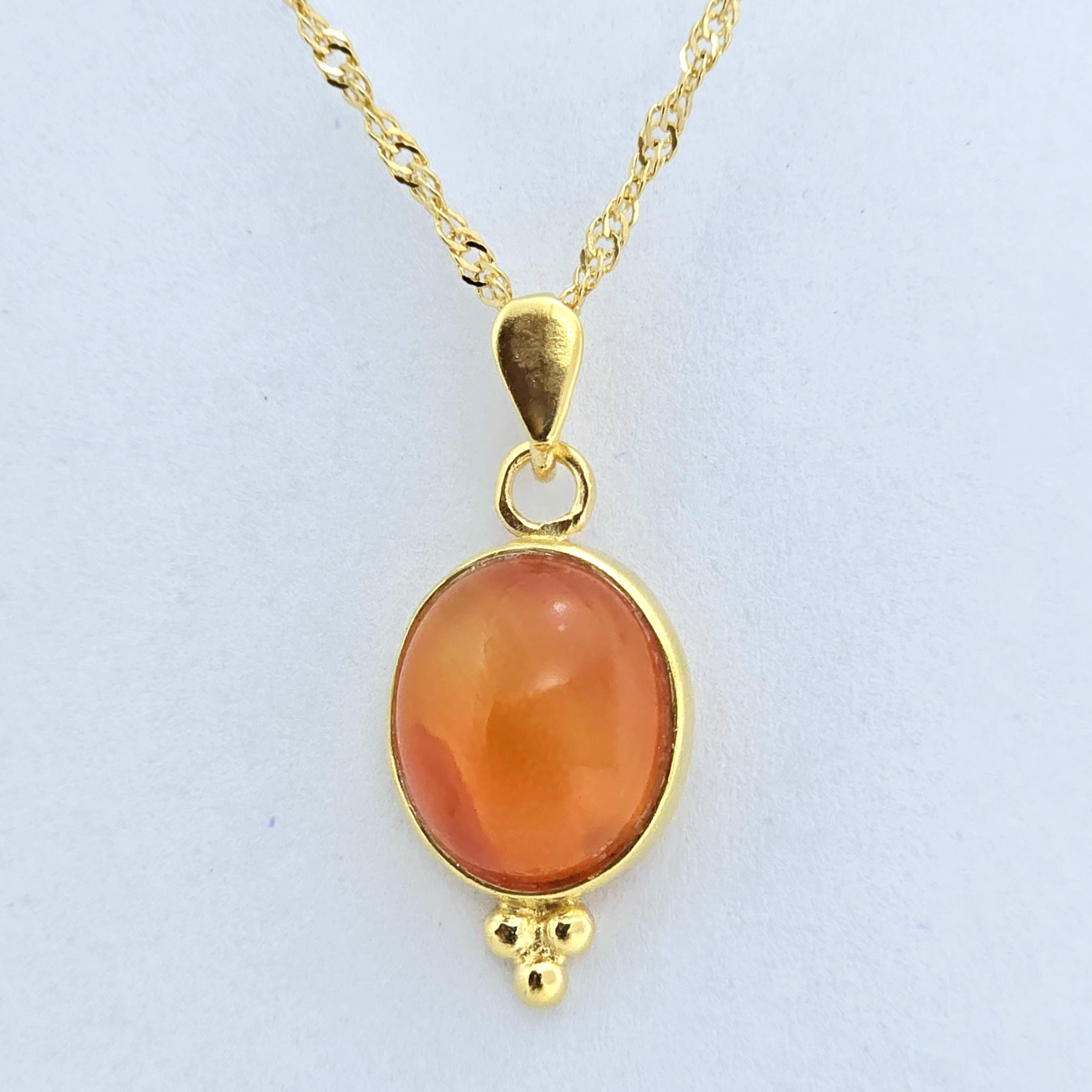 תליון שרשרת זהב קרנליאן, שרשרת אבן כתומה