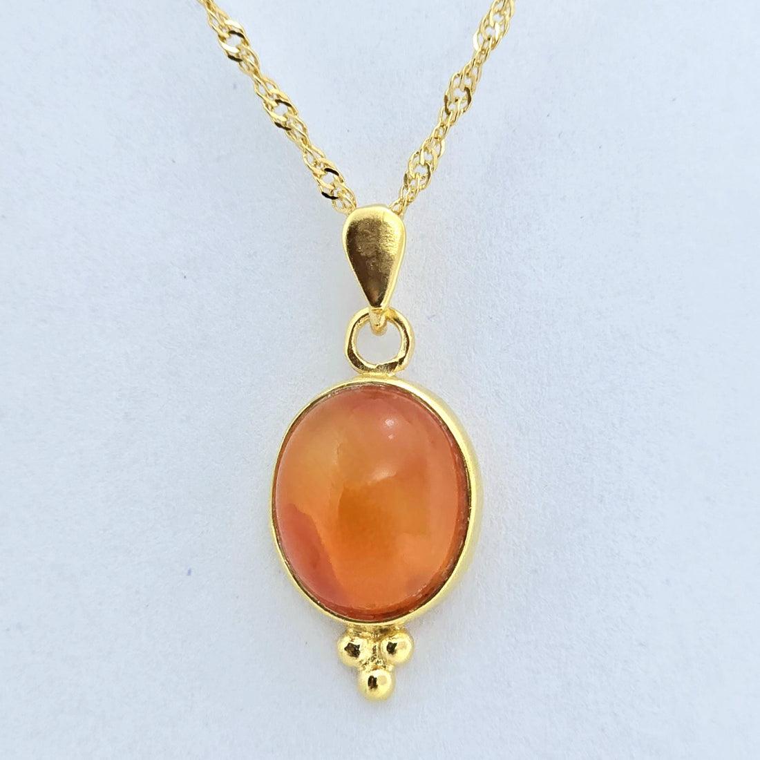 תליון שרשרת זהב קרנליאן, שרשרת אבן כתומה