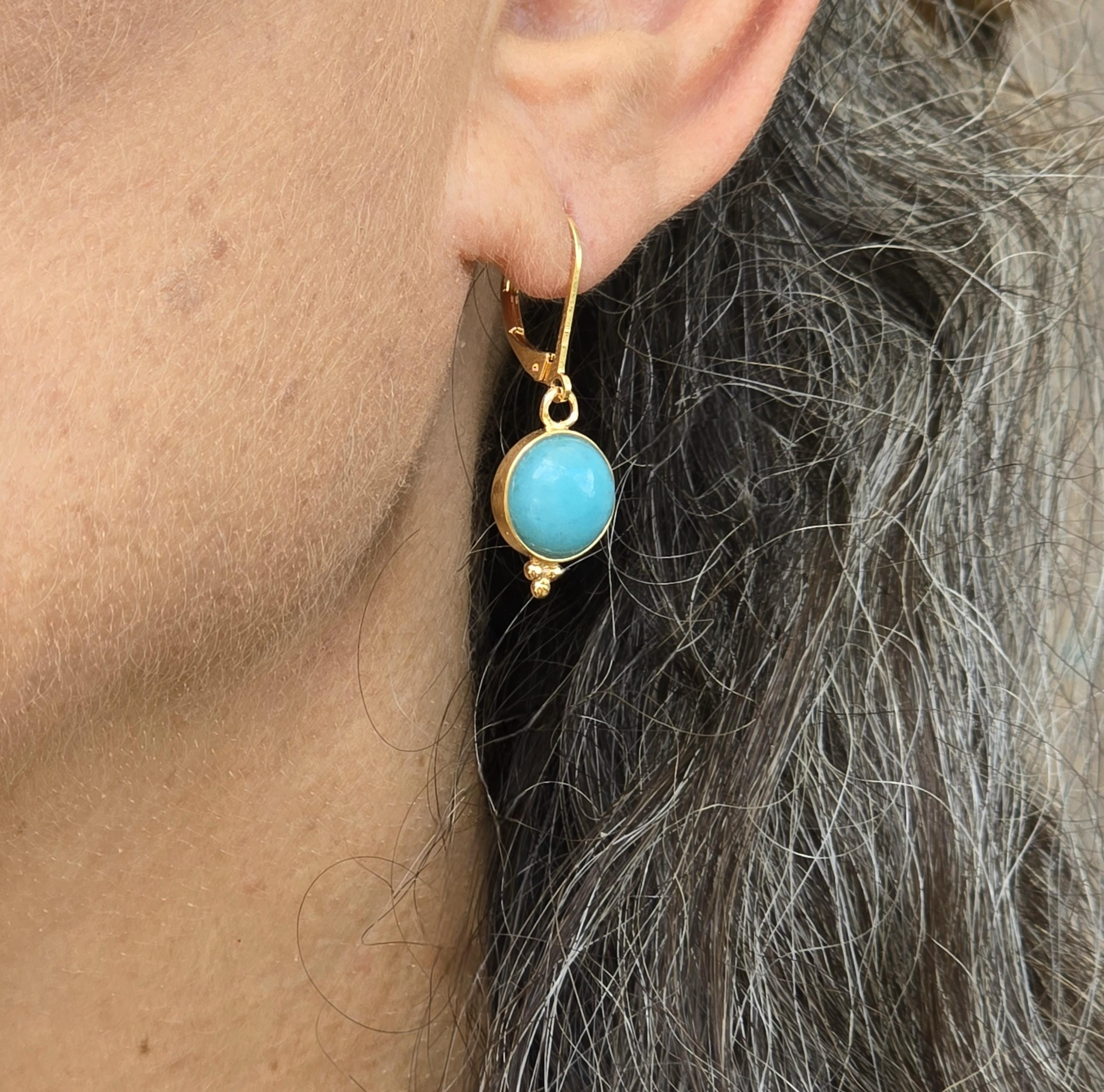 עגילי אקוומרין תלויים - עגילי זהב 14 קראט מלאים ואבנים