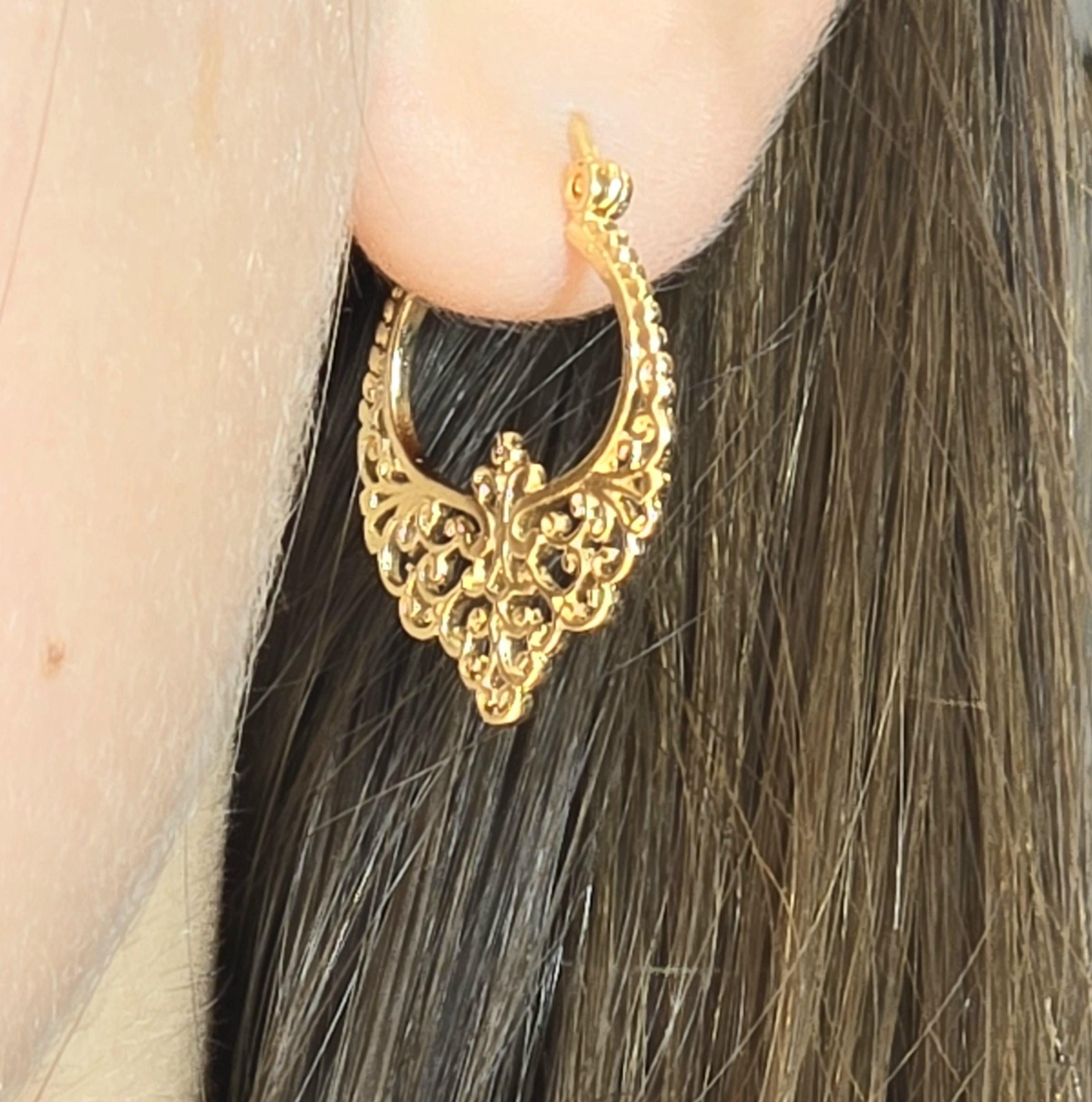 עגילי חישוק פיליגרן, עגילי חישוק ויקטוריאניים בציפוי זהב 14 קראט