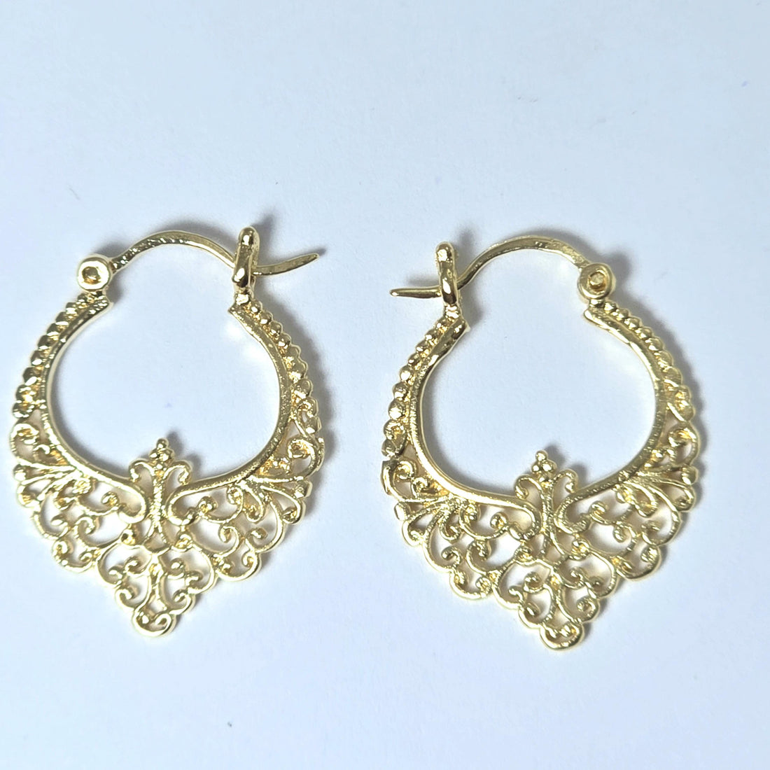 עגילי חישוק פיליגרן, עגילי חישוק ויקטוריאניים בציפוי זהב 14 קראט