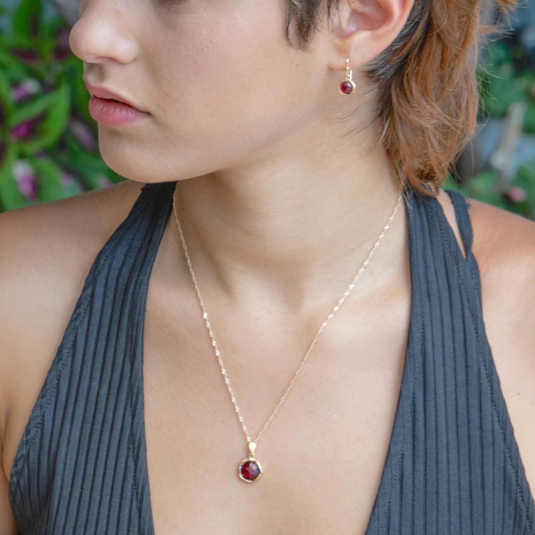 סט תכשיטי אם פנינה, עגילי זהב לבן ותליון שרשרת