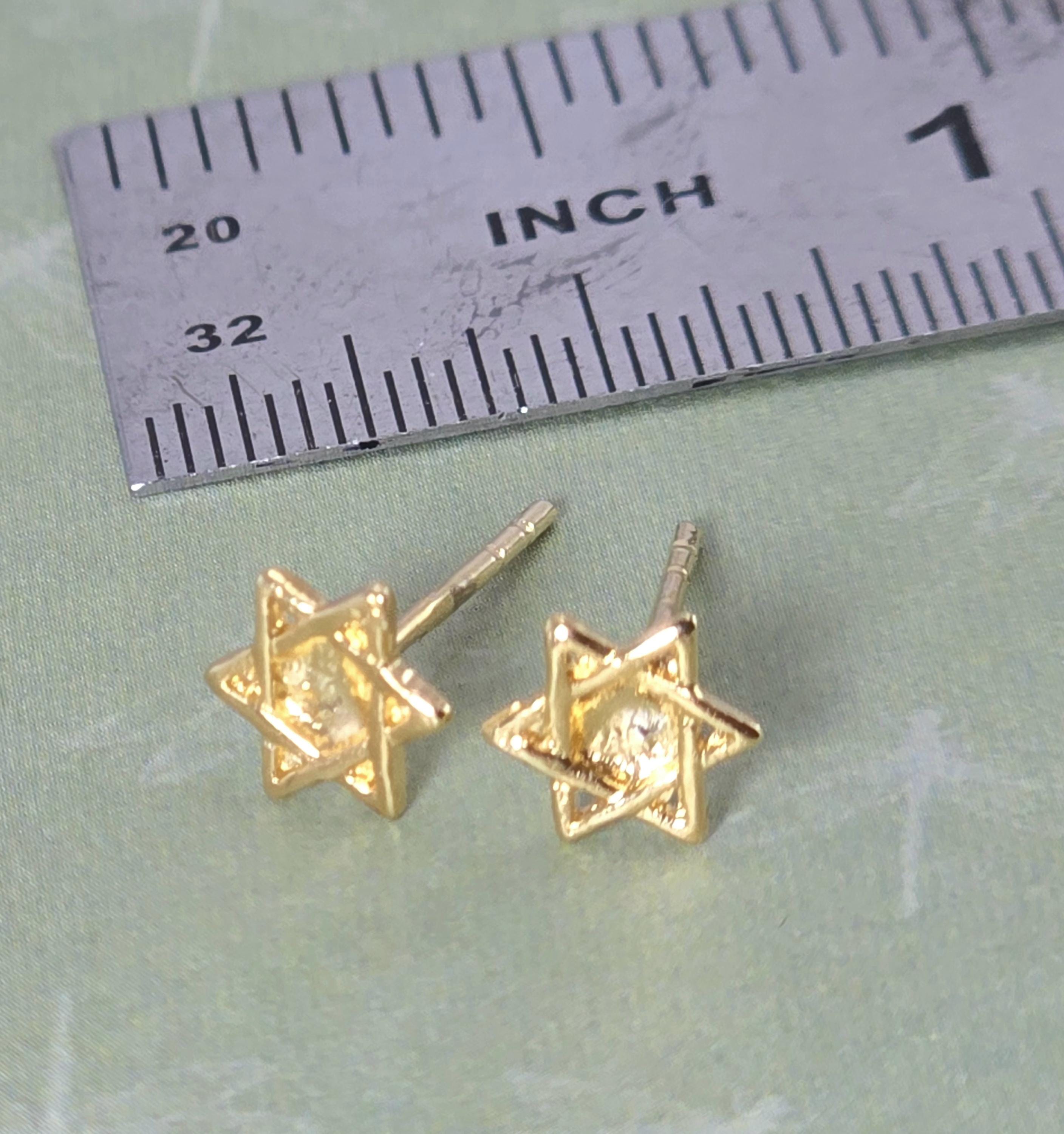 עגילי מגן דוד מזהב 14 קראט, עגילי זהב מלא